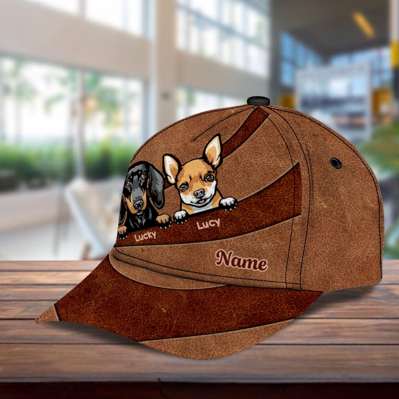 Gift For Father Dog Curving Pattern Personalized Classic Cap, Personalized Gift for Dog Lovers, Dog Dad, Dog Mom Trucker Hats Custom Hats Gifts For Men & Women