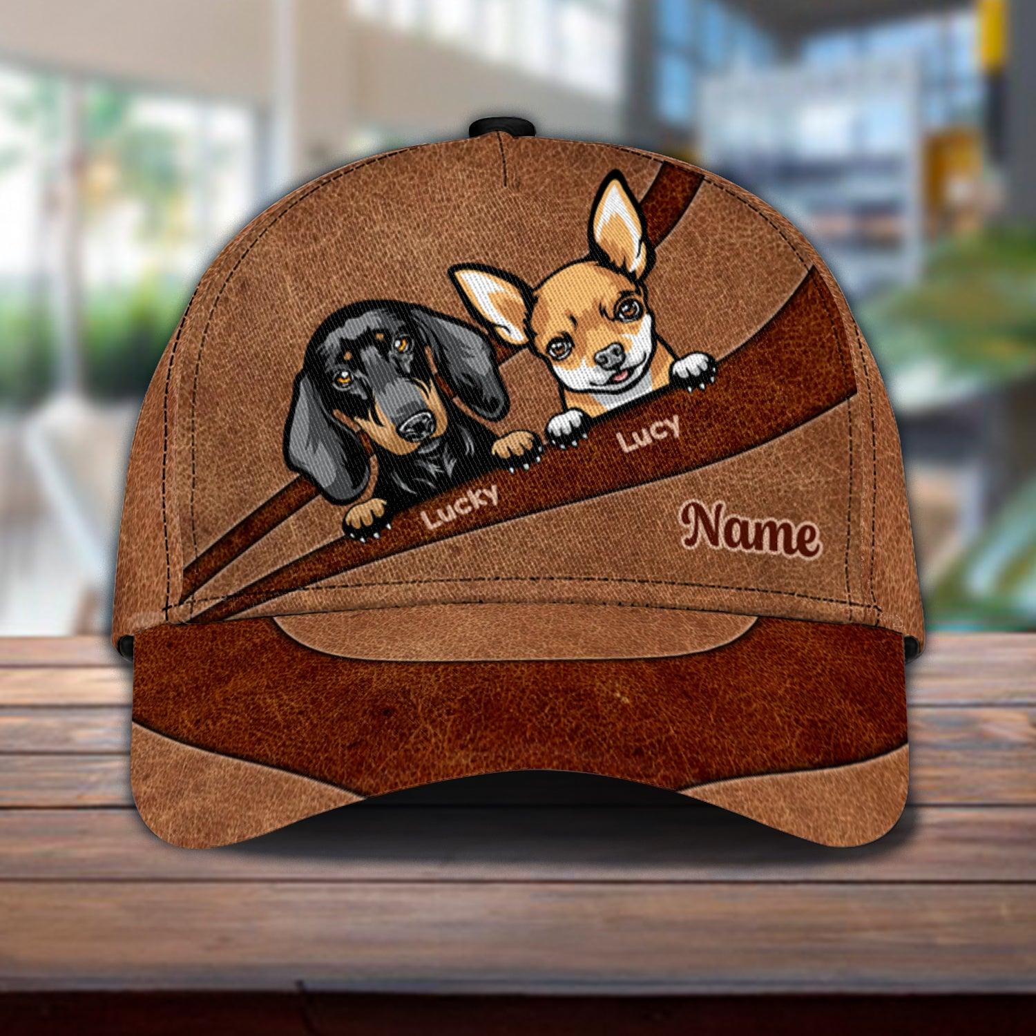 Gift For Father Dog Curving Pattern Personalized Classic Cap, Personalized Gift for Dog Lovers, Dog Dad, Dog Mom Trucker Hats Custom Hats Gifts For Men & Women