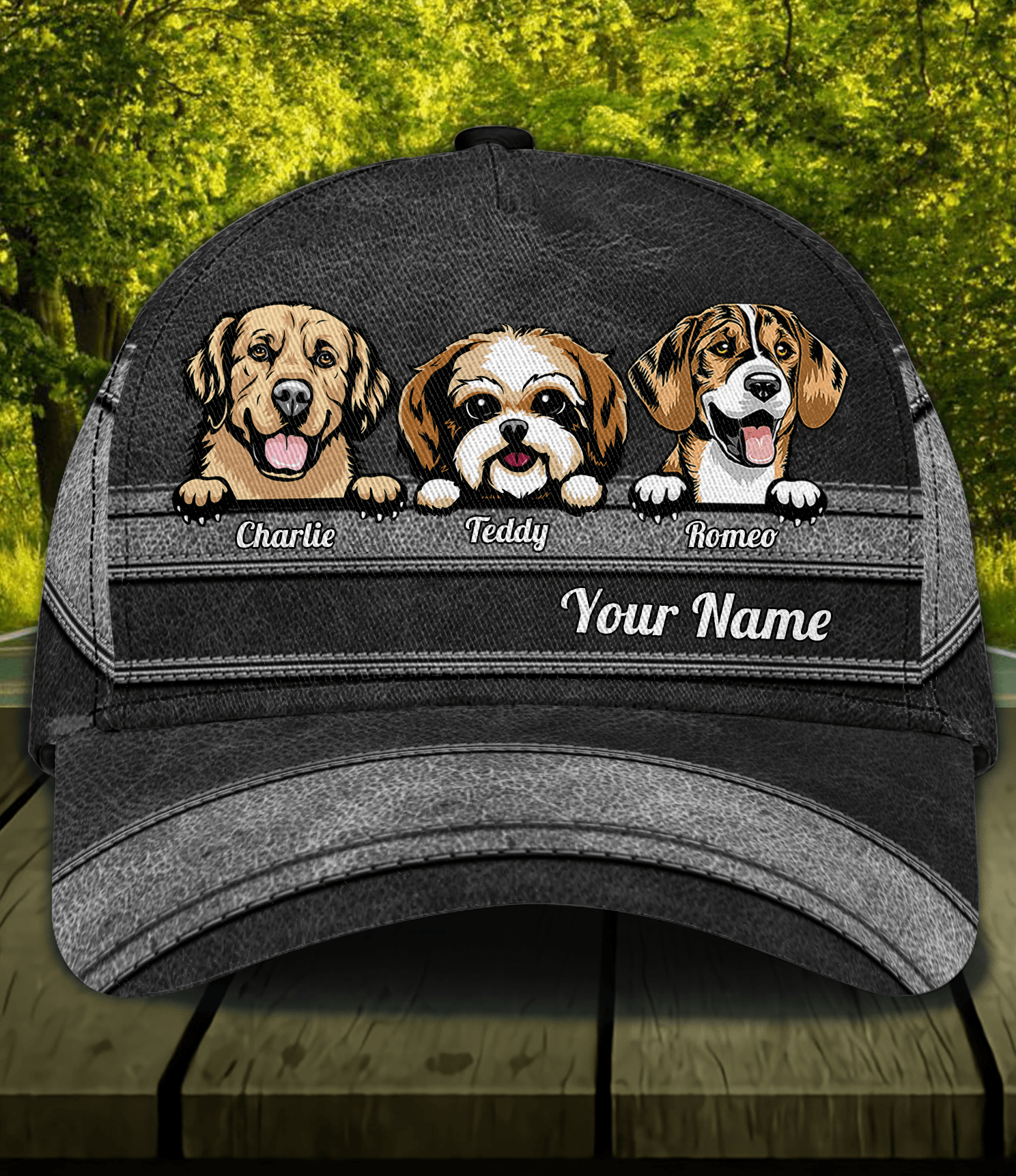 Gift For Father Dog Dark Gray Personalized Classic Cap, Personalized Gift for Dog Lovers, Dog Dad, Dog Mom Trucker Hats Custom Hats Gifts For Men & Women