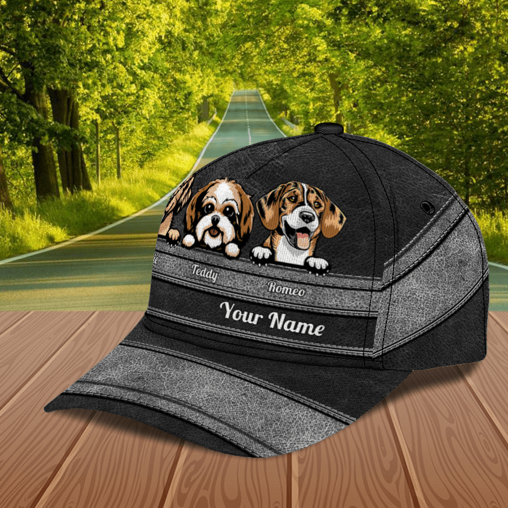 Gift For Father Dog Dark Gray Personalized Classic Cap, Personalized Gift for Dog Lovers, Dog Dad, Dog Mom Trucker Hats Custom Hats Gifts For Men & Women