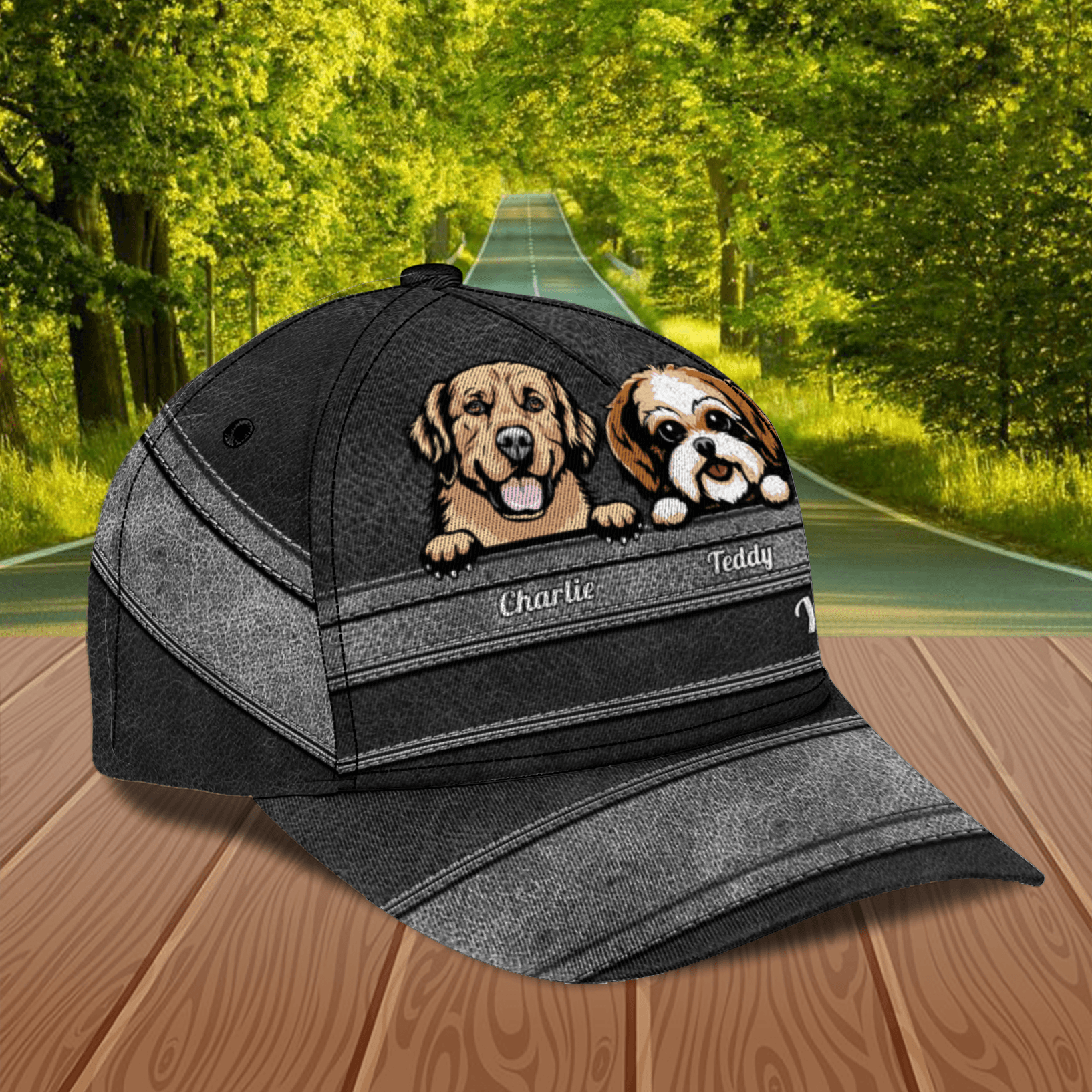 Gift For Father Dog Dark Gray Personalized Classic Cap, Personalized Gift for Dog Lovers, Dog Dad, Dog Mom Trucker Hats Custom Hats Gifts For Men & Women