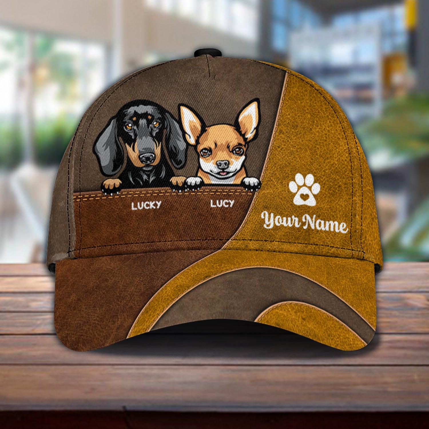 Gift for Father Dog Heart Footprint Personalized Cap, Personalized Gift for Dog Lovers, Dog Dad, Dog Mom Trucker Hats Custom Hats Gifts For Men & Women