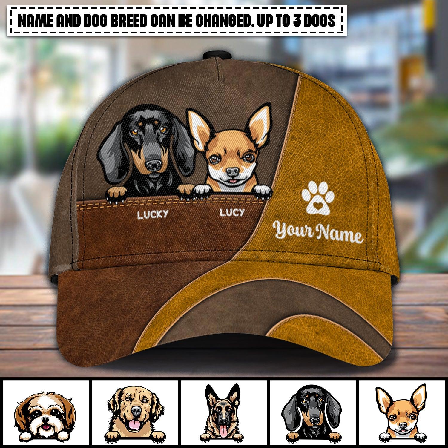 Gift for Father Dog Heart Footprint Personalized Cap, Personalized Gift for Dog Lovers, Dog Dad, Dog Mom Trucker Hats Custom Hats Gifts For Men & Women