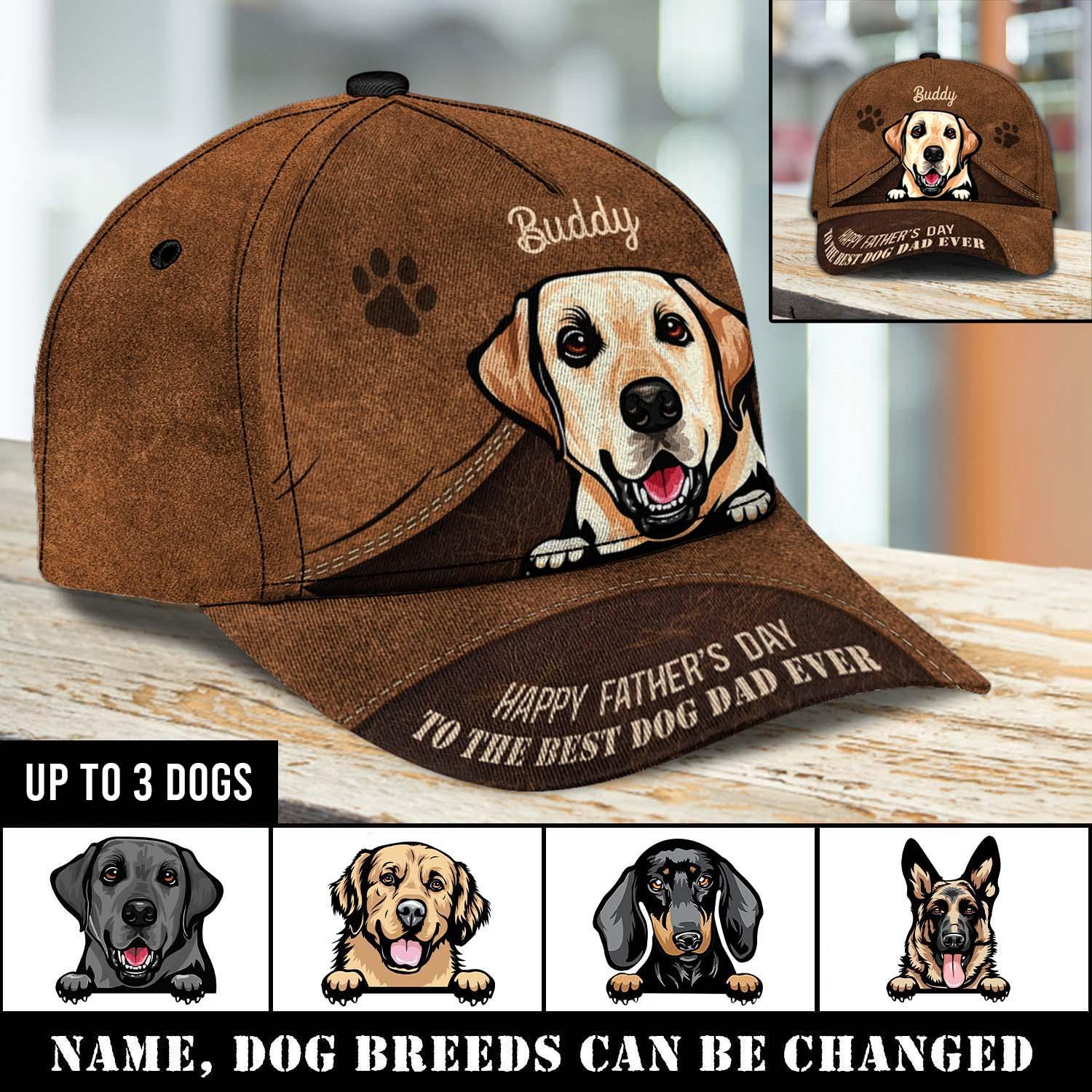 Gift For Father Dog Personalized Classic Cap, Personalized Gift for Dog Lovers, Dog Dad, Dog Mom Trucker Hats Custom Hats Gifts For Men & Women