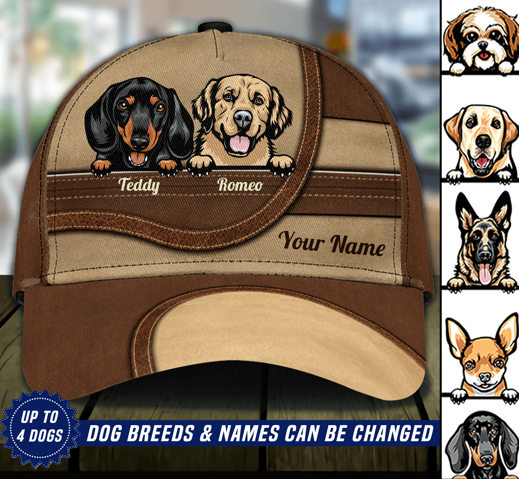 Gift For Father Dog Personalized Classic Cap, Personalized Gift for Dog Lovers, Dog Dad, Dog Mom Trucker Hats Custom Hats Gifts For Men & Women