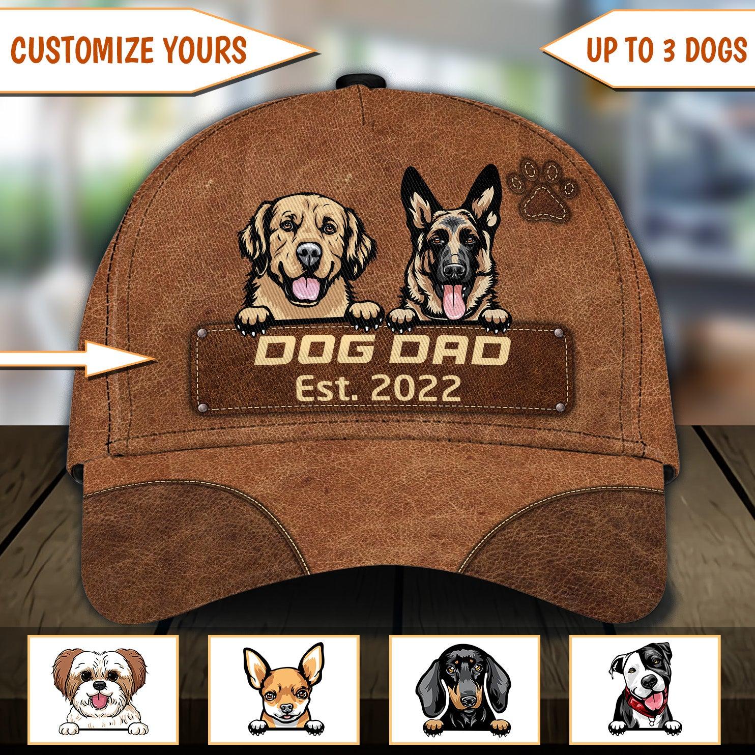 Gift For Father Dog Personalized Classic Cap, Personalized Gift for Dog Lovers, Dog Dad, Dog Mom Trucker Hats Custom Hats Gifts For Men & Women