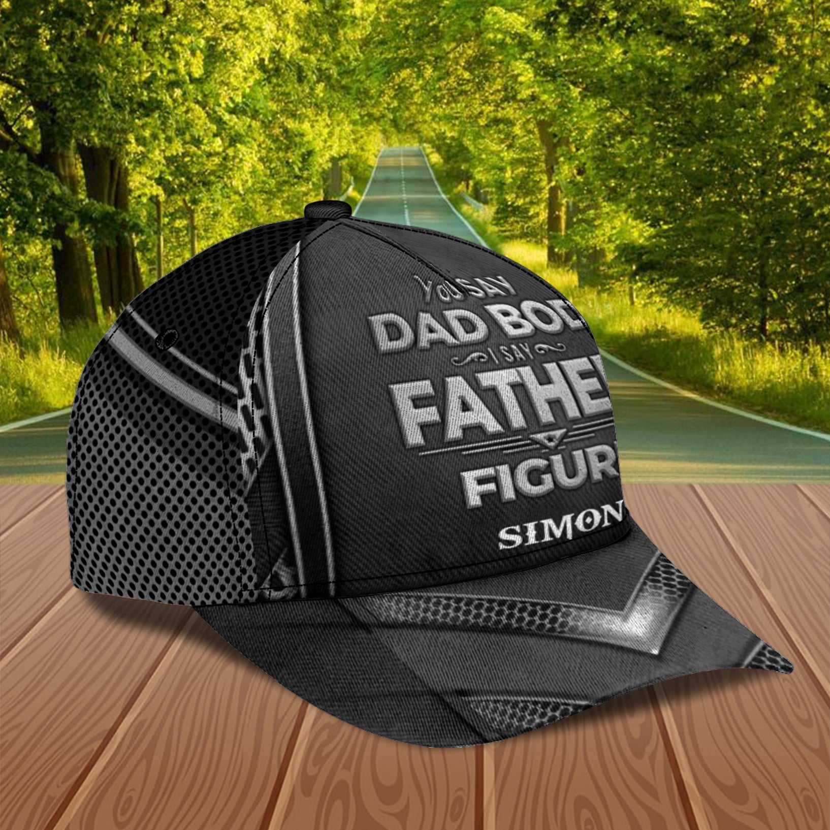 Gift For Father Father Figure Black And Silver Personalized Classic Cap, Personalized Gift for Dad, Papa, Parents, Father, Grandfather Trucker Hats Custom Hats Gifts For Men & Women
