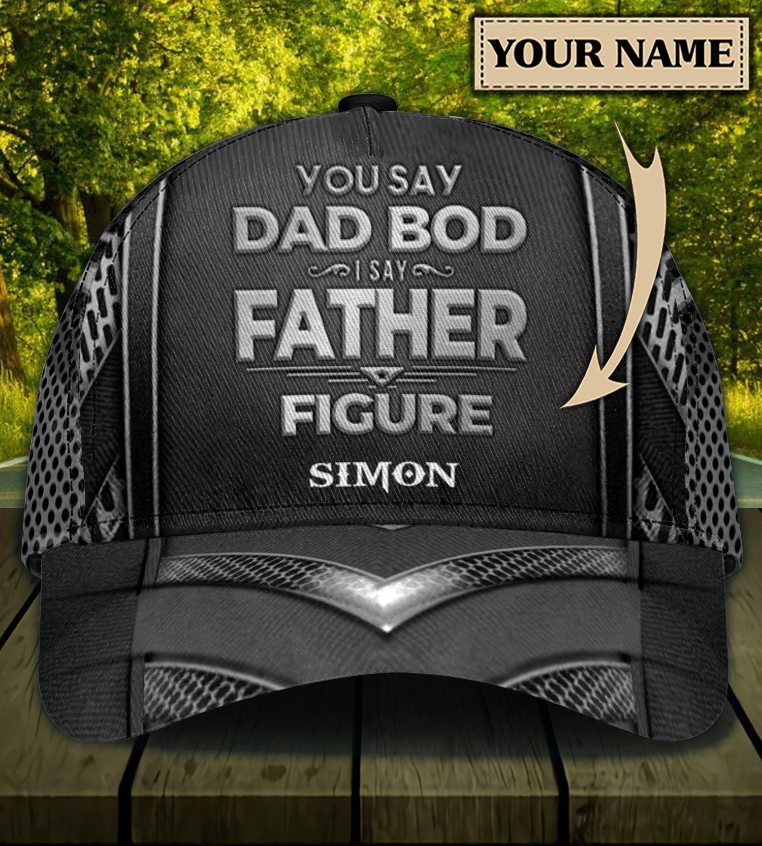 Gift For Father Father Figure Black And Silver Personalized Classic Cap, Personalized Gift for Dad, Papa, Parents, Father, Grandfather Trucker Hats Custom Hats Gifts For Men & Women