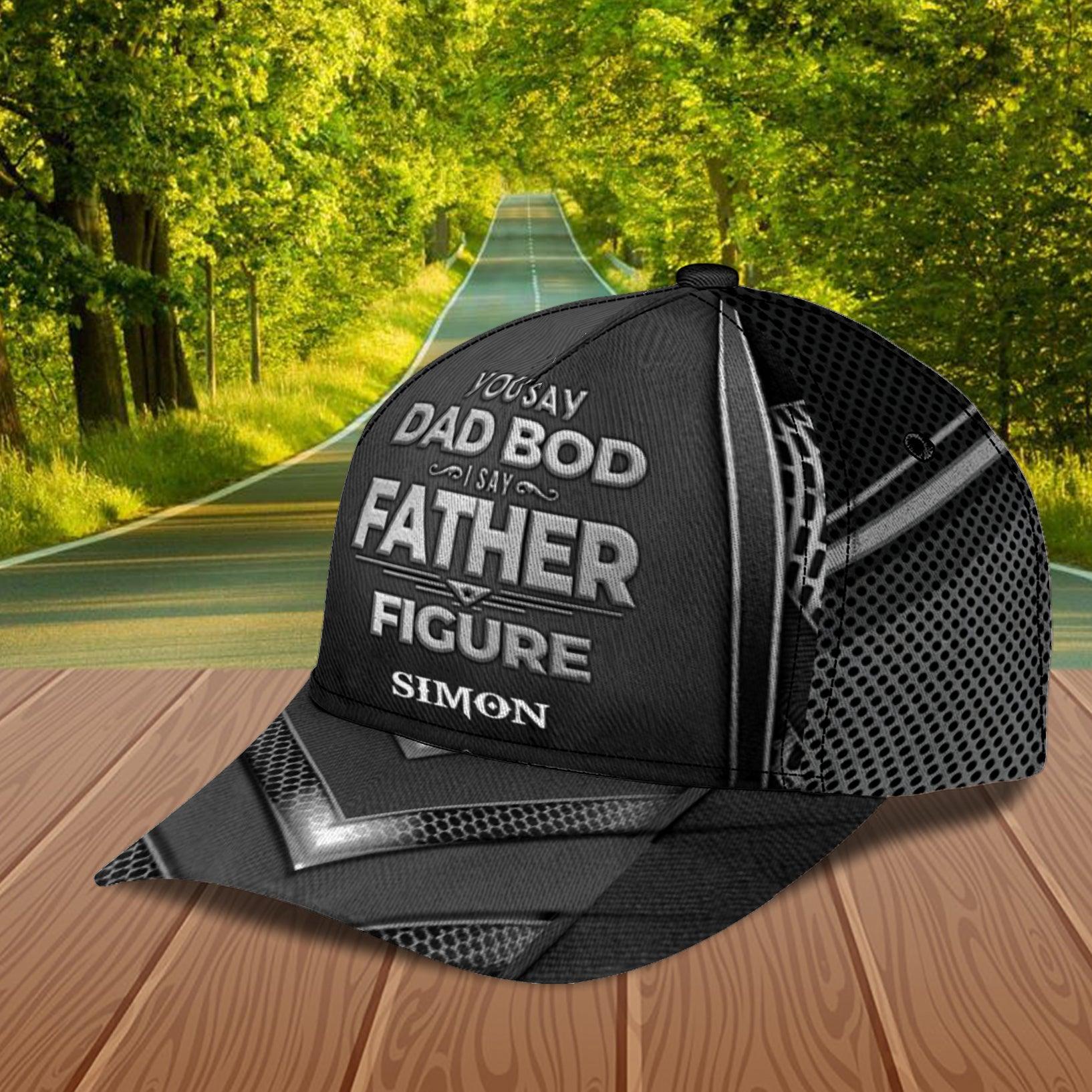 Gift For Father Father Figure Black And Silver Personalized Classic Cap, Personalized Gift for Dad, Papa, Parents, Father, Grandfather Trucker Hats Custom Hats Gifts For Men & Women