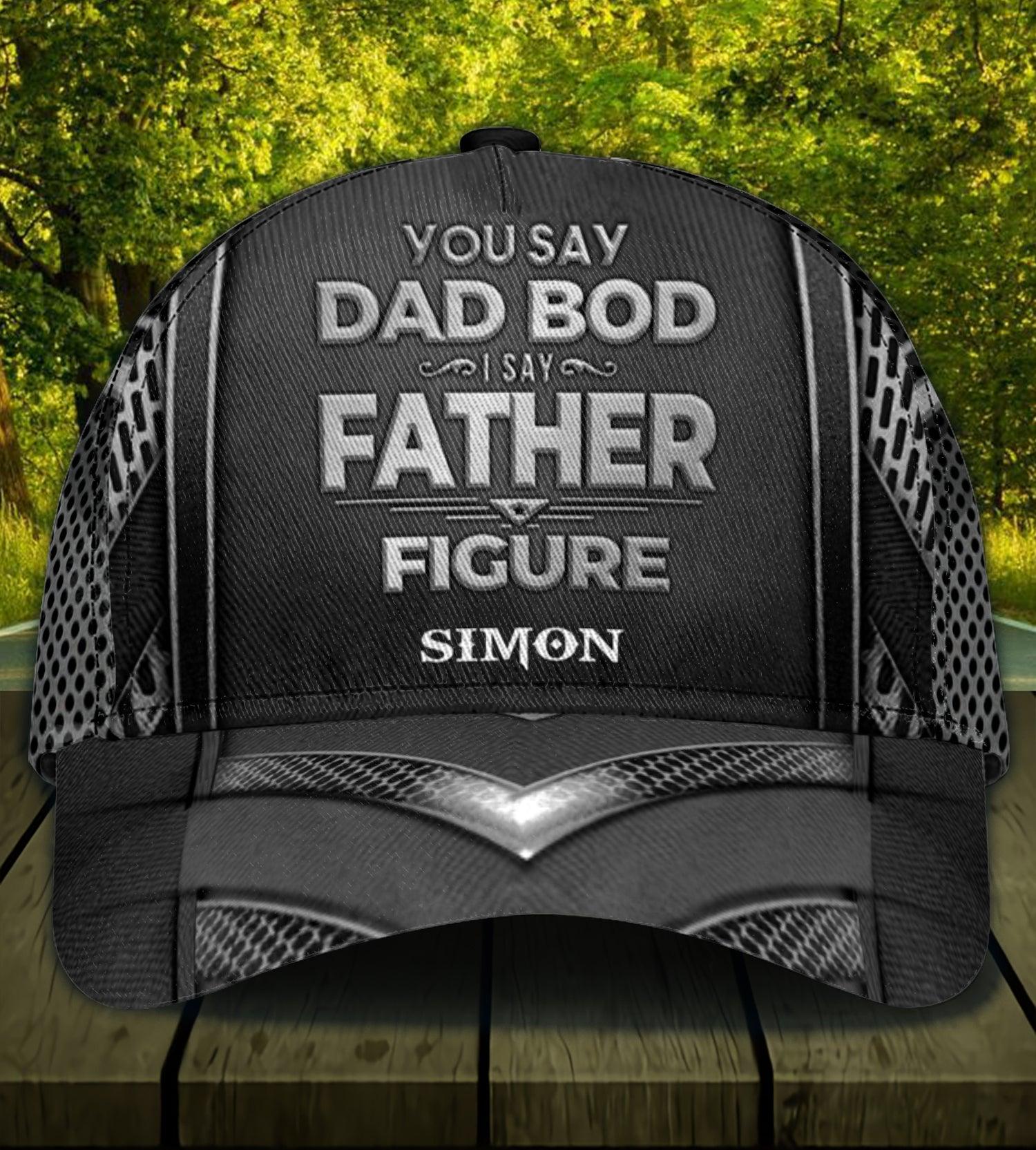 Gift For Father Father Figure Black And Silver Personalized Classic Cap, Personalized Gift for Dad, Papa, Parents, Father, Grandfather Trucker Hats Custom Hats Gifts For Men & Women