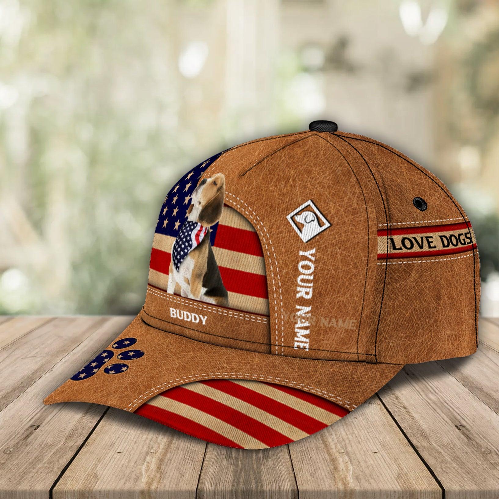 Gift for Father Lovely Dogs With USA Flag Personalized Classic Cap, Personalized Gift for Dog Lovers, Dog Dad, Dog Mom Trucker Hats Custom Hats Gifts For Men & Women