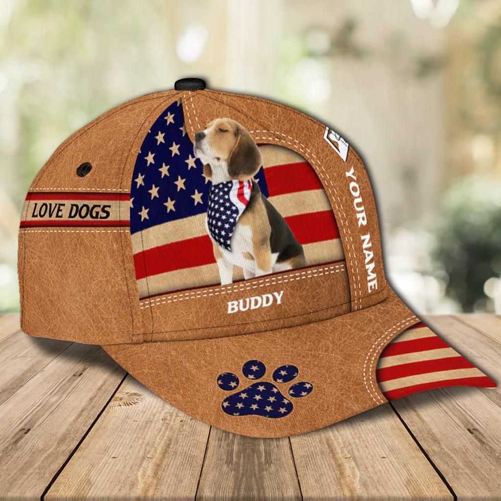 Gift for Father Lovely Dogs With USA Flag Personalized Classic Cap, Personalized Gift for Dog Lovers, Dog Dad, Dog Mom Trucker Hats Custom Hats Gifts For Men & Women