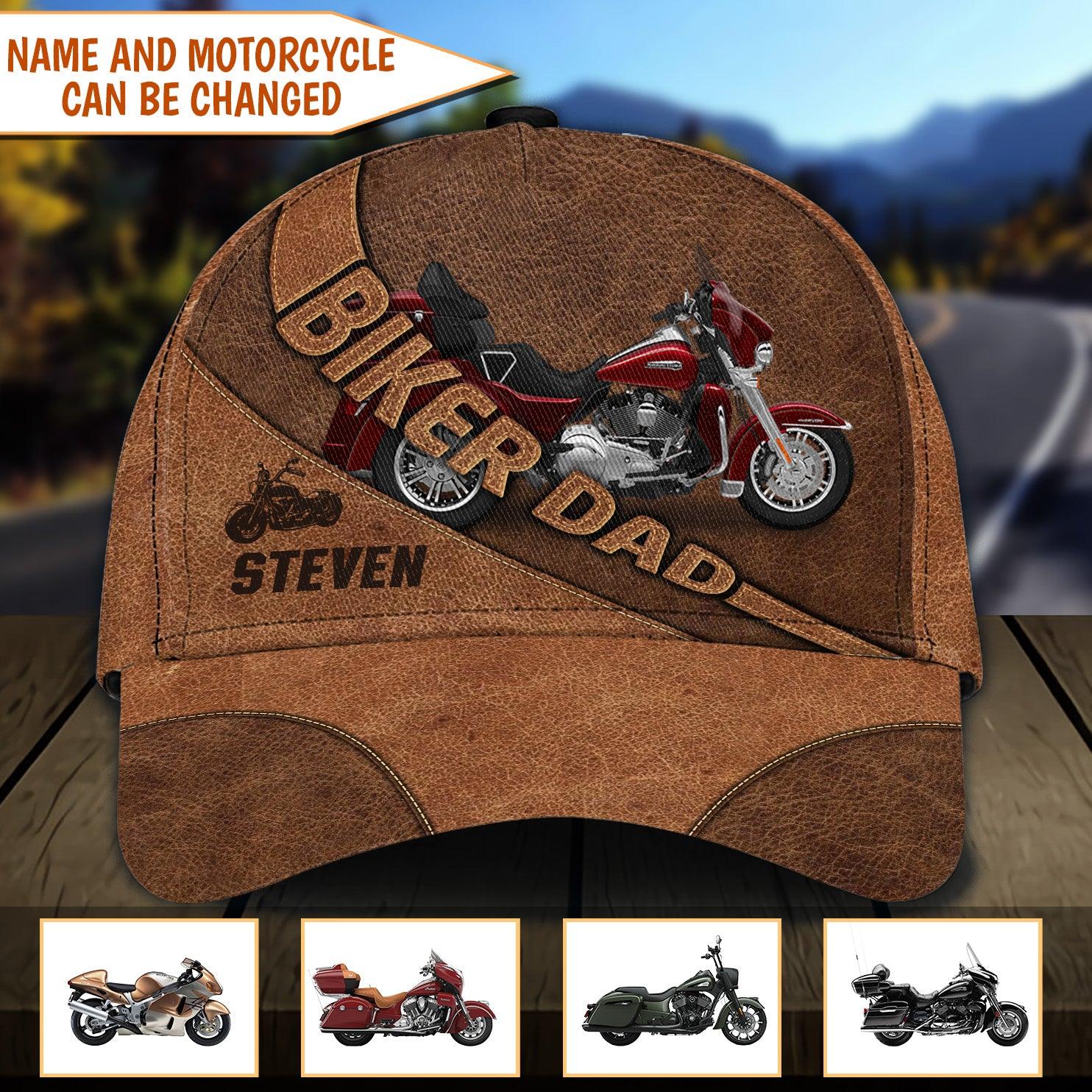 Gift for Father Motorcycle Biker Dad Personalized Cap, Personalized Gift for Motorcycle Lovers, Motorcycle Riders Trucker Hats Custom Hats Gifts For Men & Women