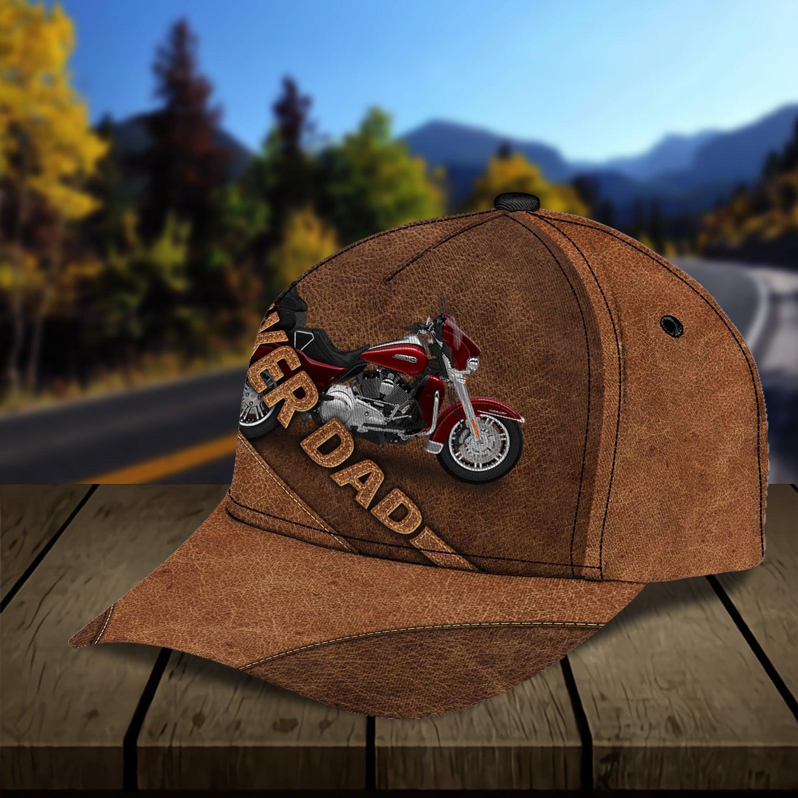 Gift for Father Motorcycle Biker Dad Personalized Cap, Personalized Gift for Motorcycle Lovers, Motorcycle Riders Trucker Hats Custom Hats Gifts For Men & Women