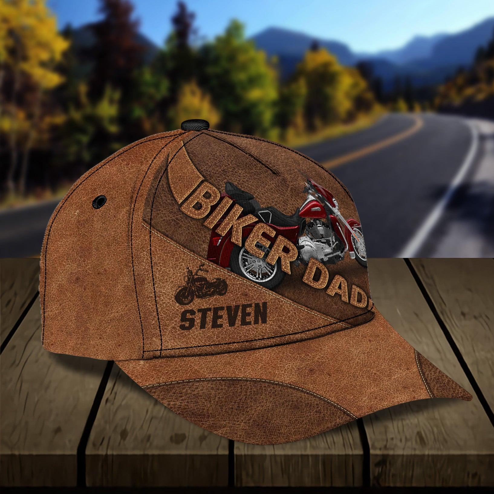 Gift for Father Motorcycle Biker Dad Personalized Cap, Personalized Gift for Motorcycle Lovers, Motorcycle Riders Trucker Hats Custom Hats Gifts For Men & Women