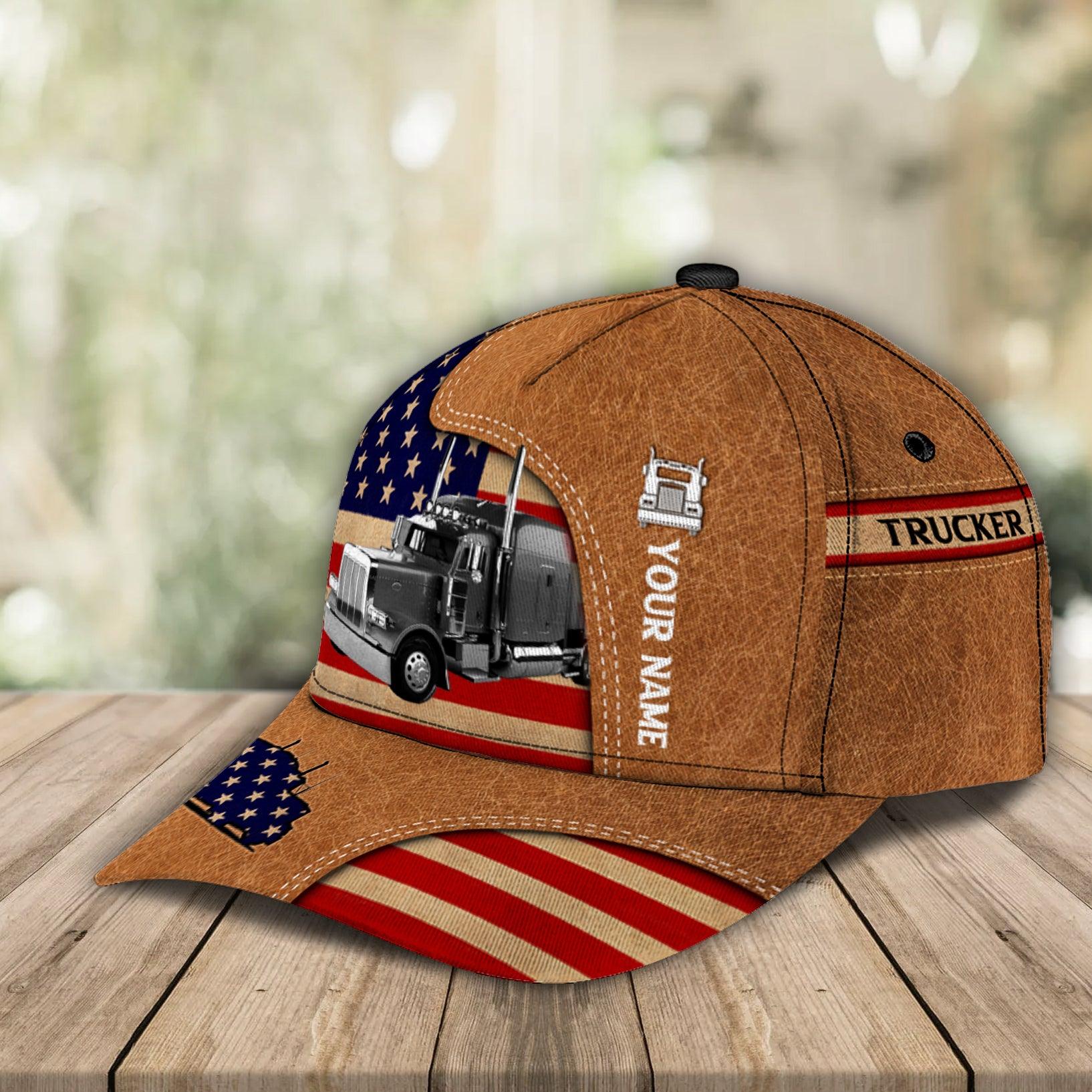 Gift for Father Trucker America Flag Personalized Baseball Cap, Gift for Truckers Trucker Hats Custom Hats Gifts For Men & Women