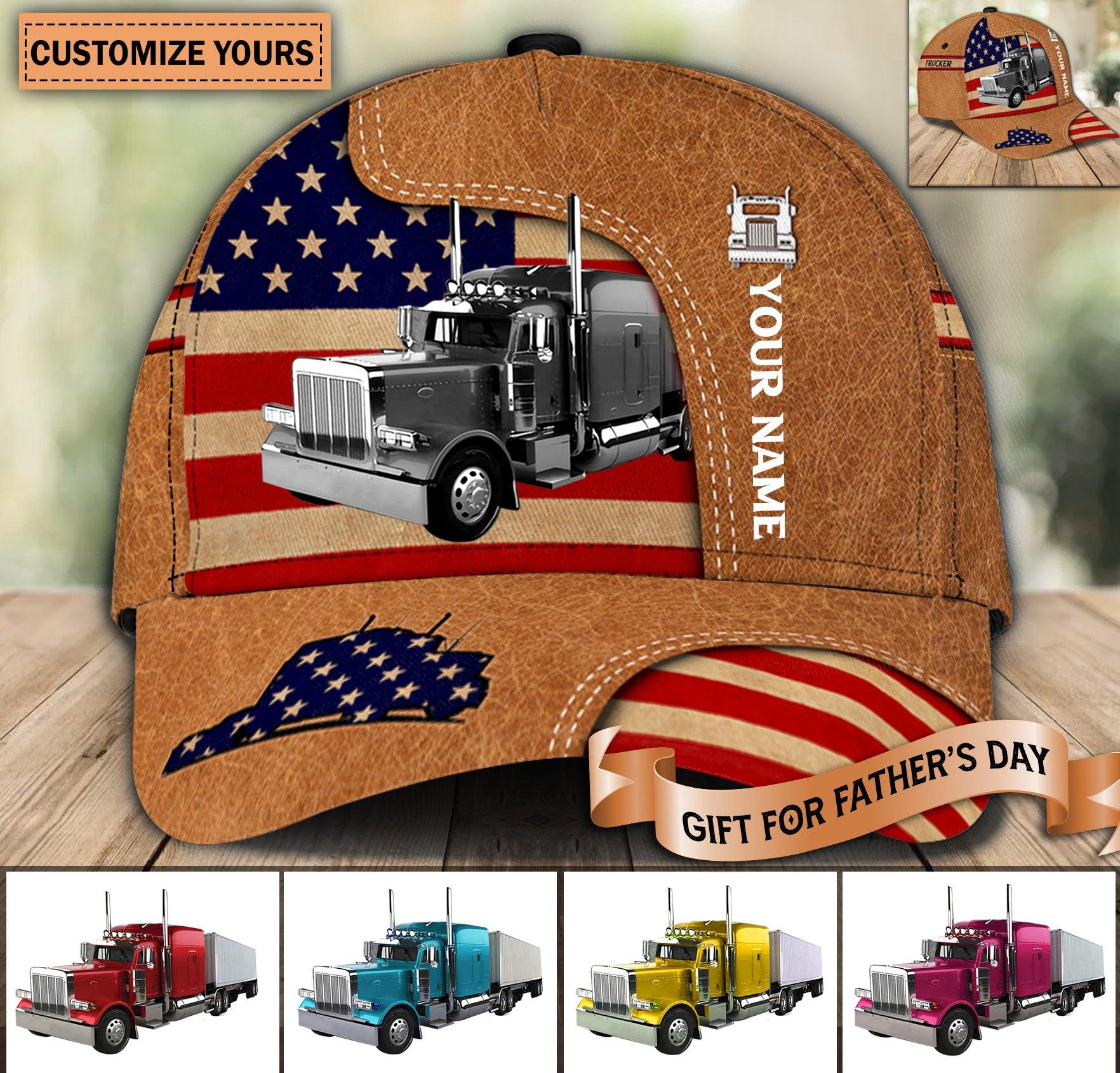 Gift for Father Trucker America Flag Personalized Baseball Cap, Gift for Truckers Trucker Hats Custom Hats Gifts For Men & Women