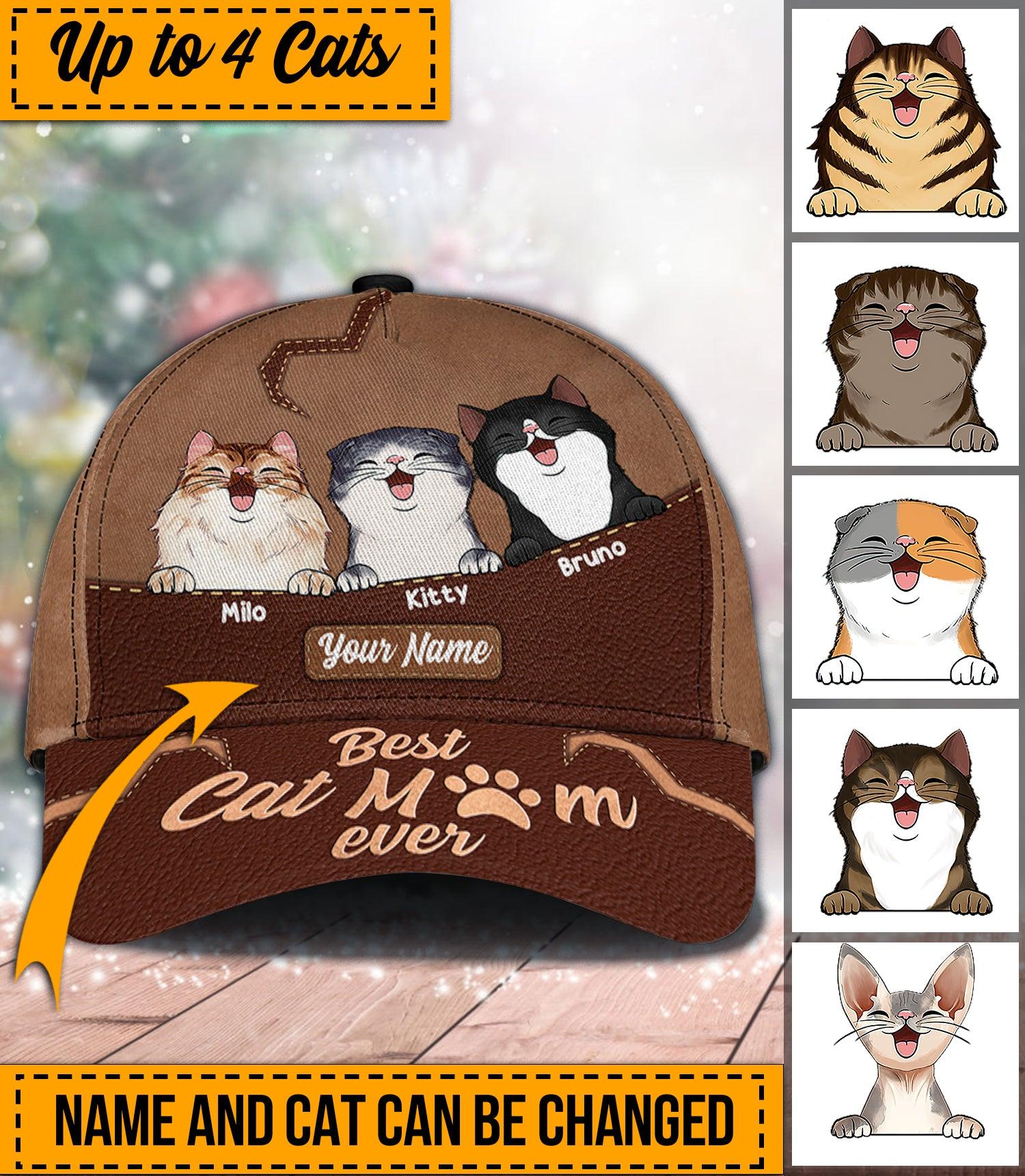 Gift For Mother Best Cat Mom Ever Personalized Classic Cap, Personalized Gift for Cat Lovers, Cat Mom, Cat Dad Trucker Hats Custom Hats Gifts For Men & Women