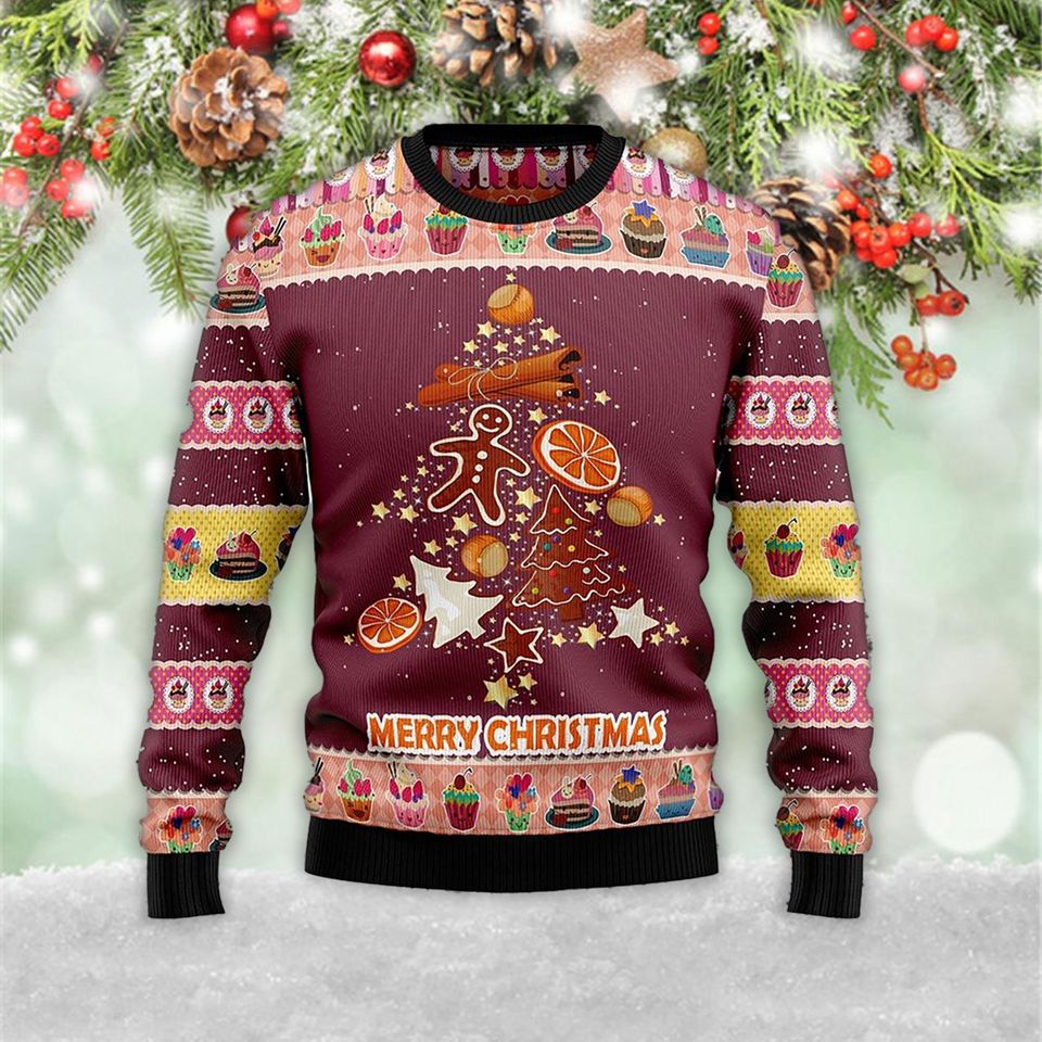Gingerbread Christmas Tree Ugly Christmas 3D Sweater