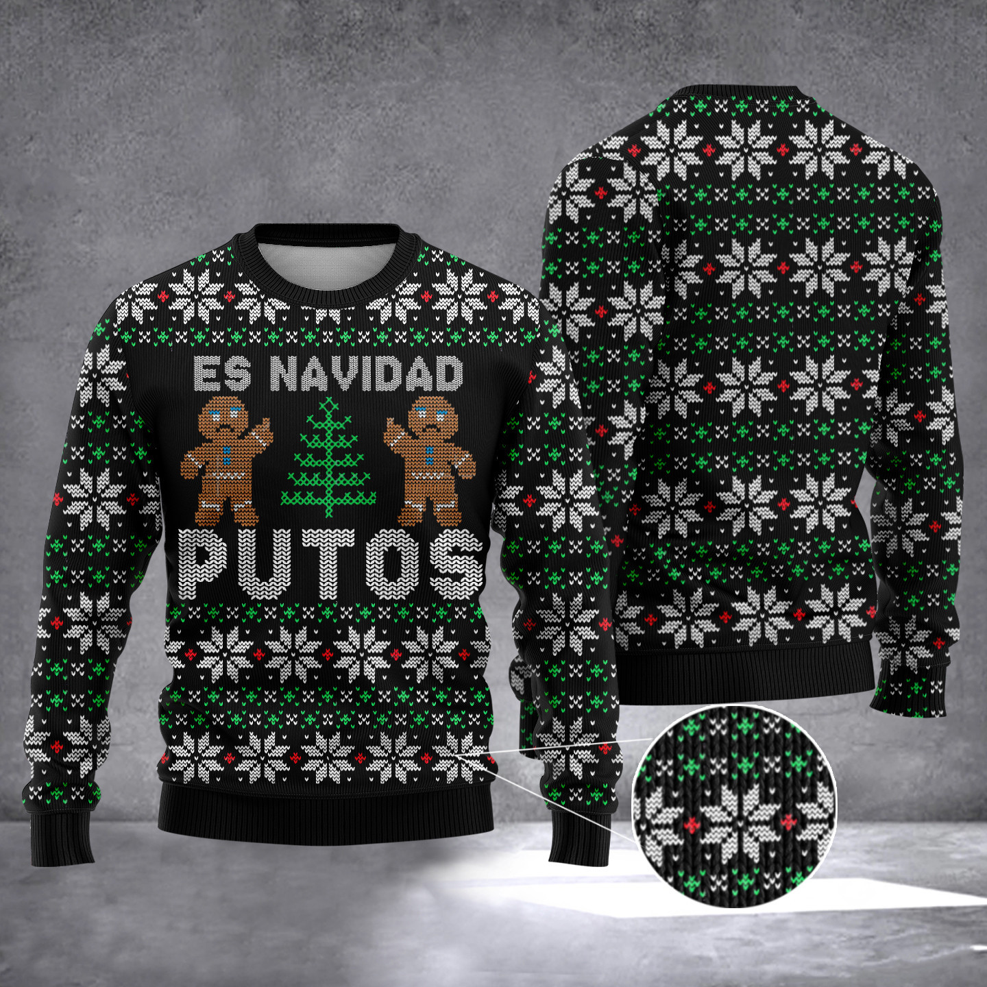 Gingerbread Es Navidad Putos Ugly Christmas Sweater Feliz Navidad Xmas Jumper Clothing