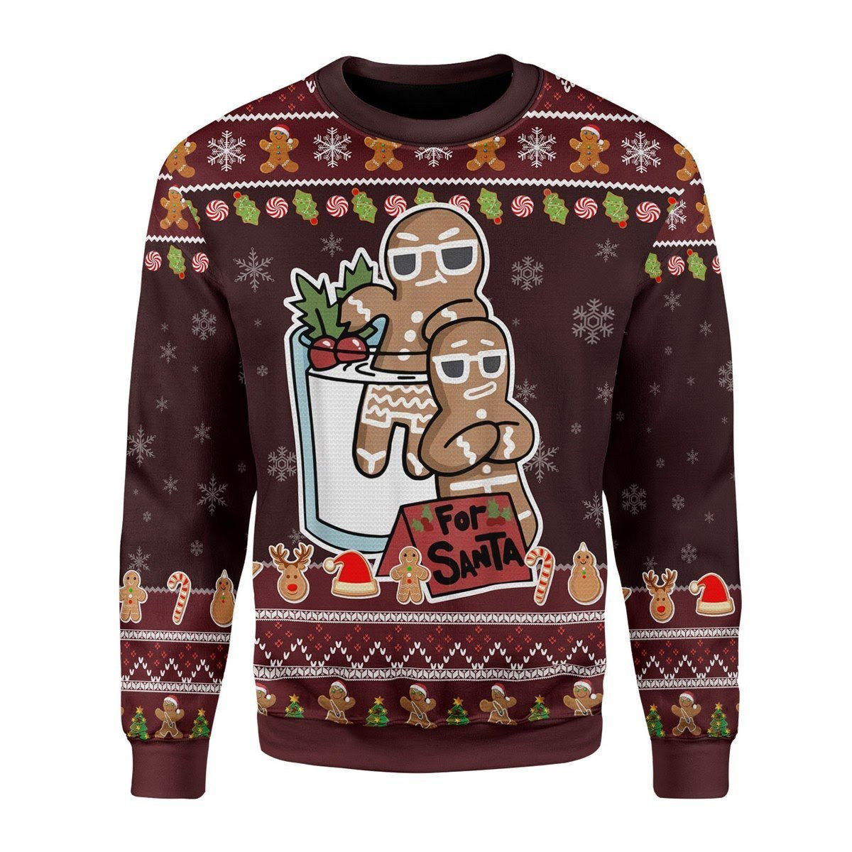 Gingerbread For Santa Ugly Christmas Sweater Adult 3D Funny Matching for family