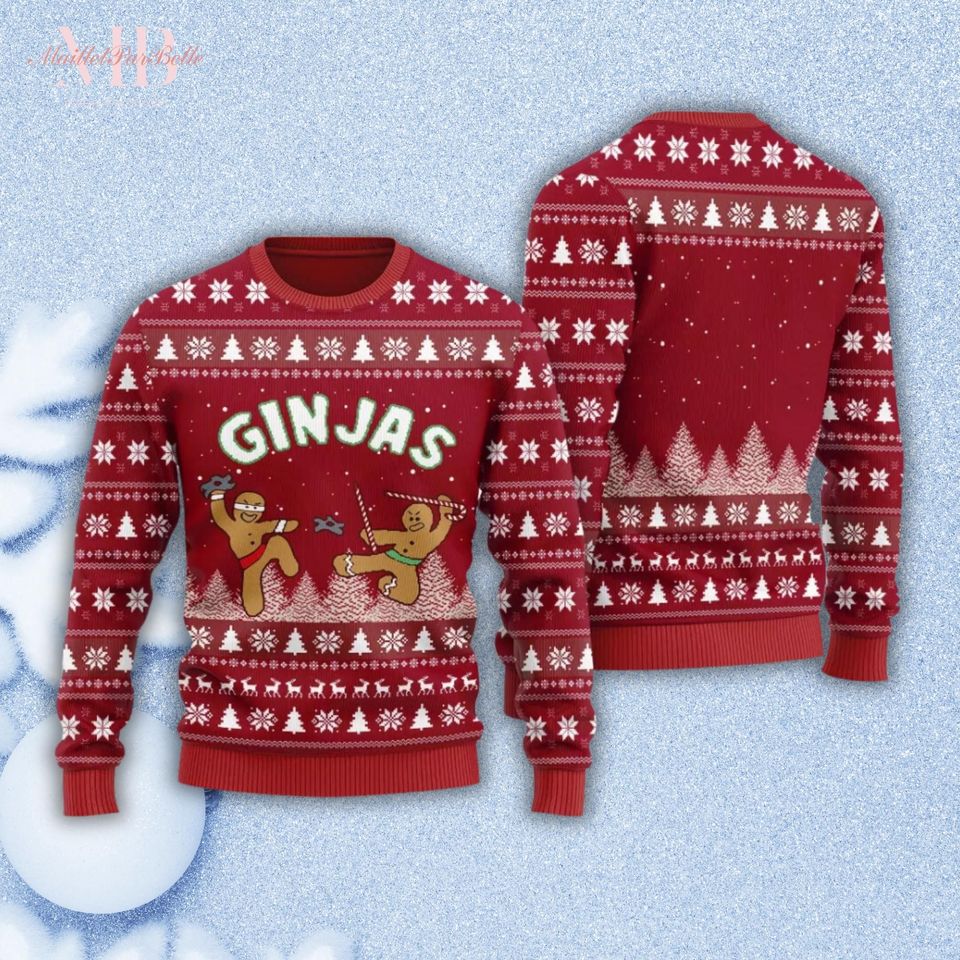 Gingerbread Ginjas Ugly Sweater, Cute Gingerbread Christmas Sweater
