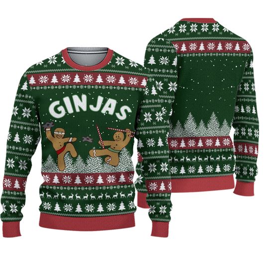 Ginjas Ninjas Gingerbread Ninjabread ugly christmas Sweater - Image 2