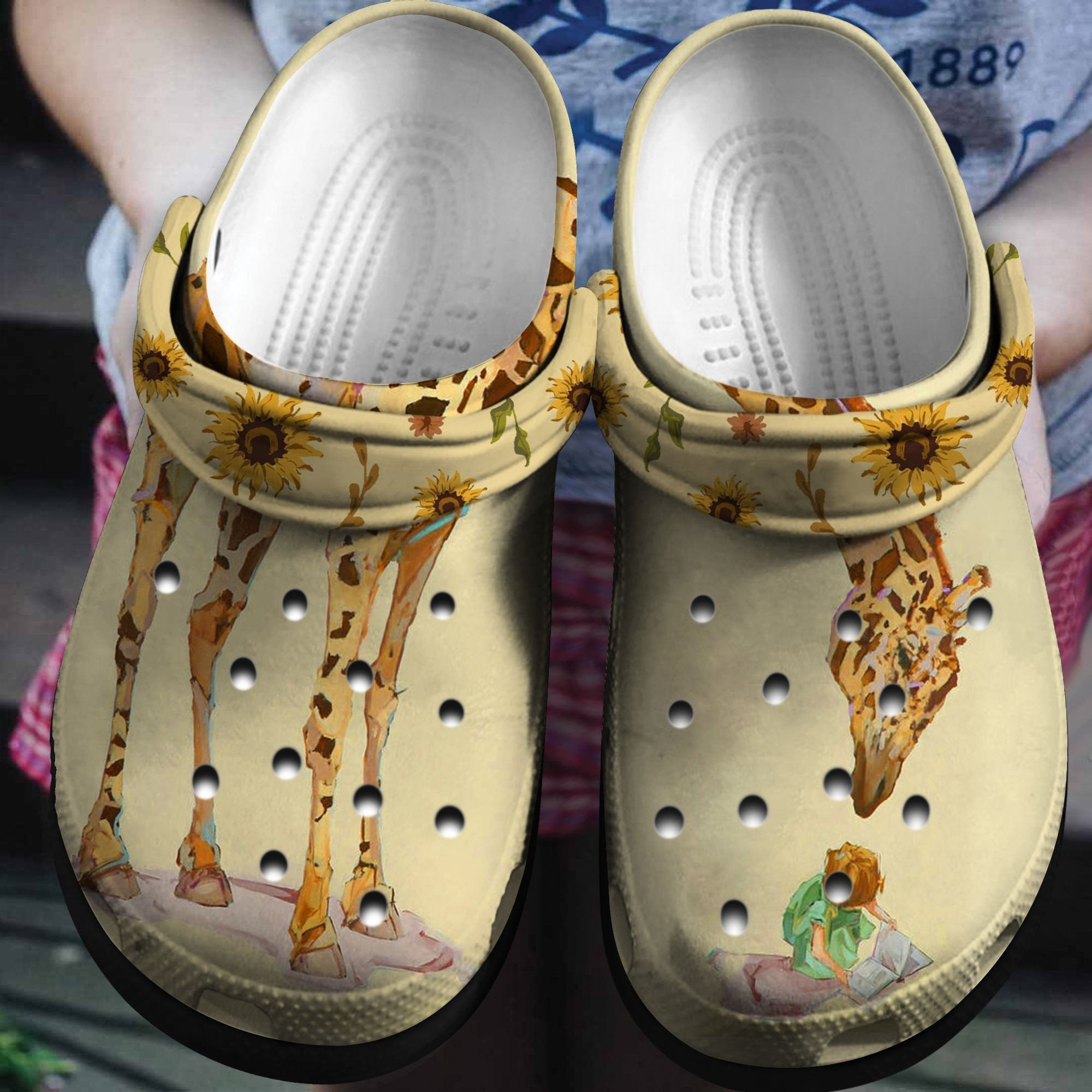 Giraffe And The Little Girl Shoes - Lovely Garden Clogs Gift For Birthday