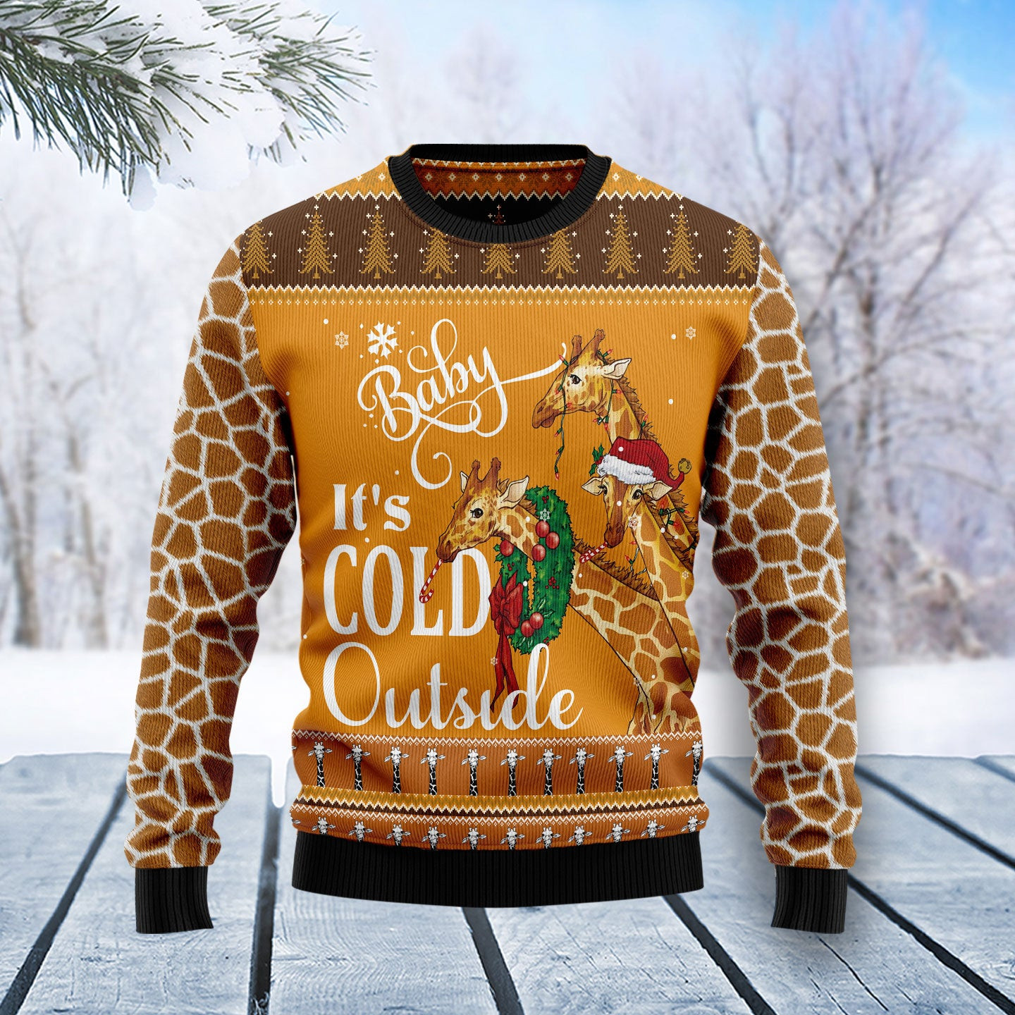 Giraffe Baby It's Cold Outside Ugly Christmas Sweater