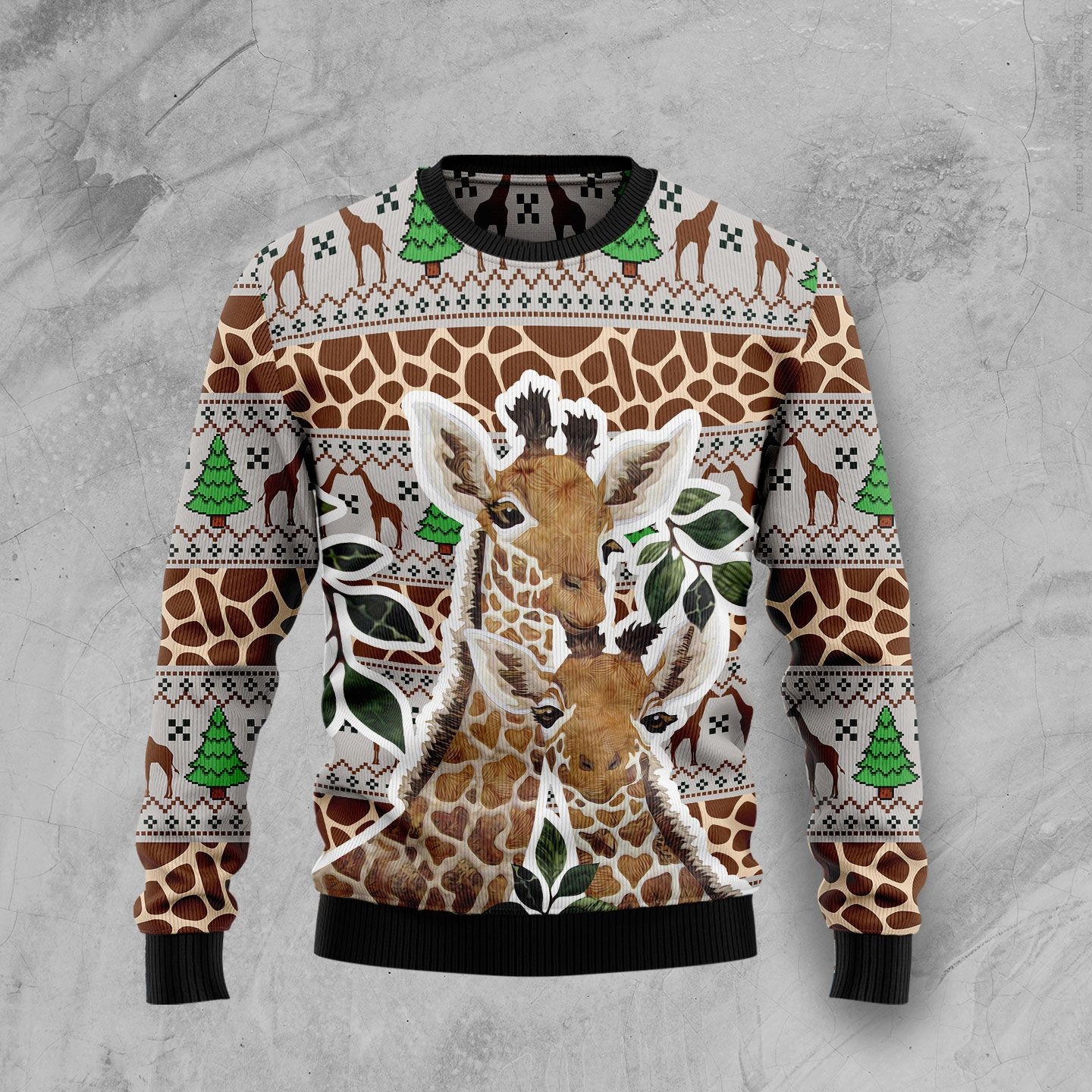 Giraffe Family Ugly Christmas Sweater Adult 3D Funny Matching for family