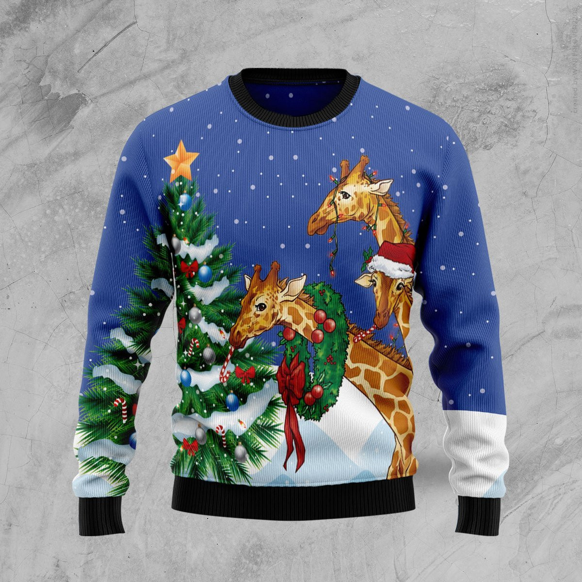 Giraffe Family Xmas Ugly Christmas Sweater Adult 3D Funny Matching for family