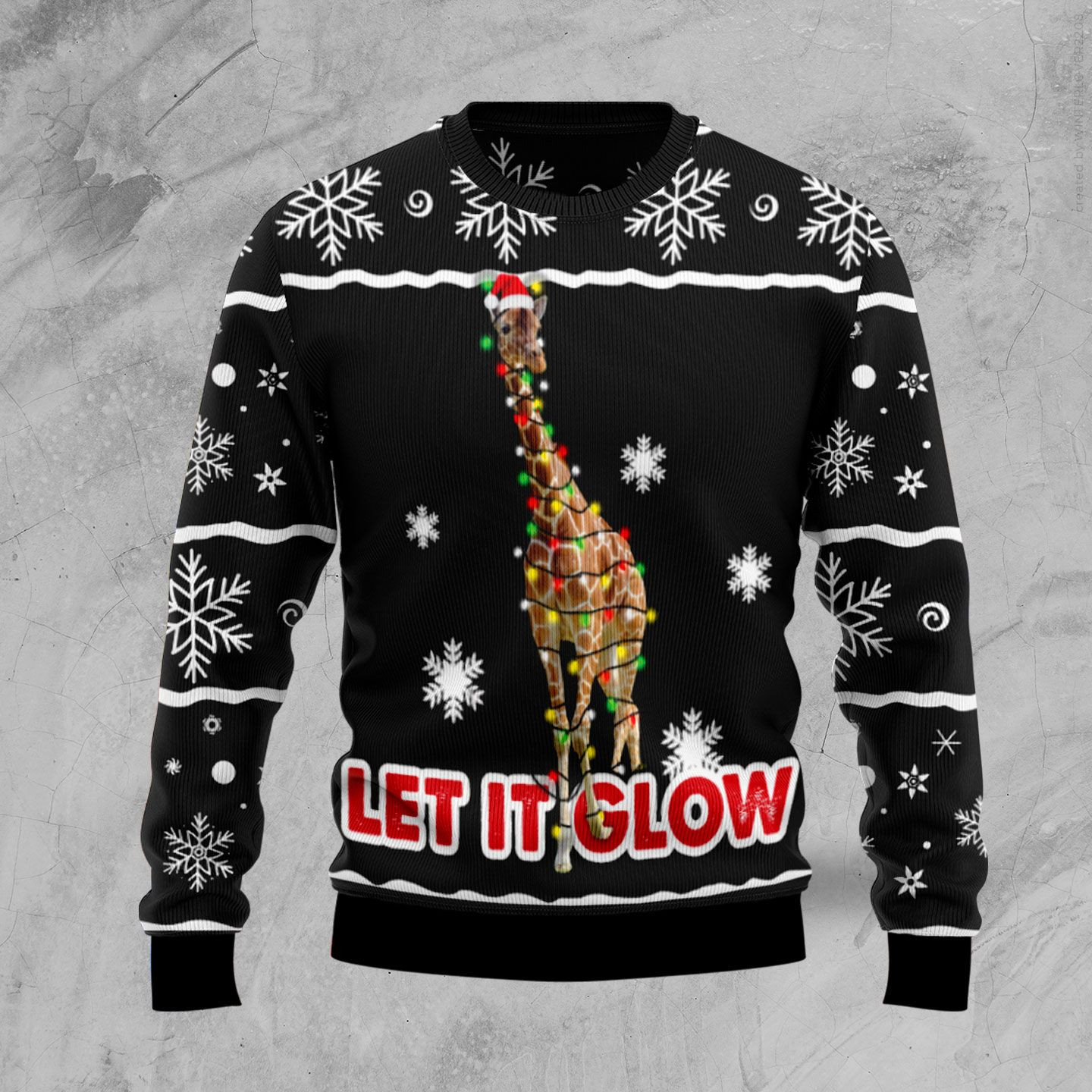 Giraffe Let It Glow Ugly Christmas Sweater Adult 3D Funny Matching for family