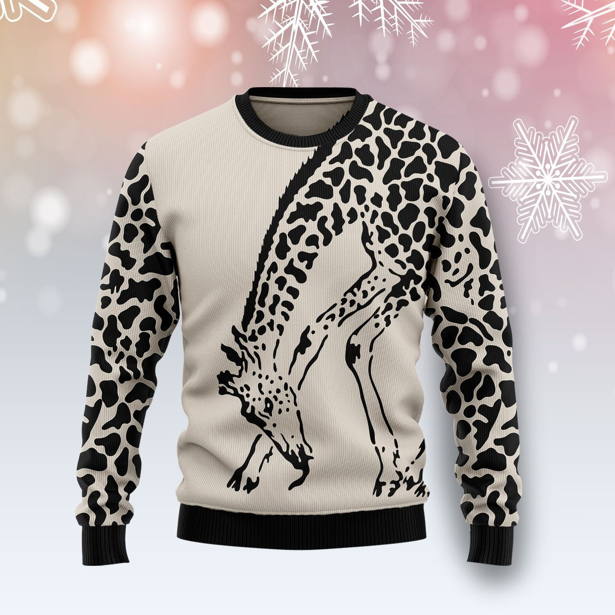Giraffe Pattern Ugly Christmas Sweater Adult 3D Funny Matching for family