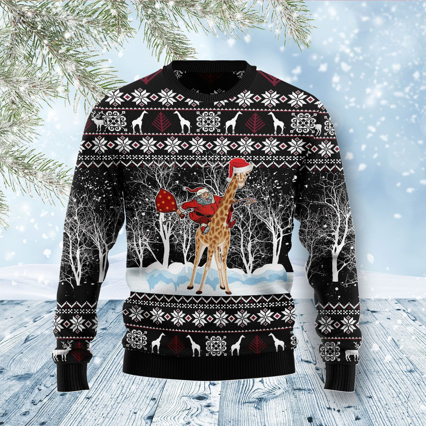 Giraffe Ugly Christmas Sweater Adult 3D Funny Matching for family
