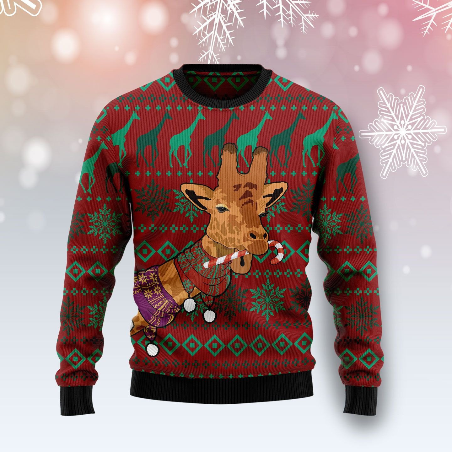 Giraffe Winter Ugly Christmas Sweater Adult 3D Funny Matching for family