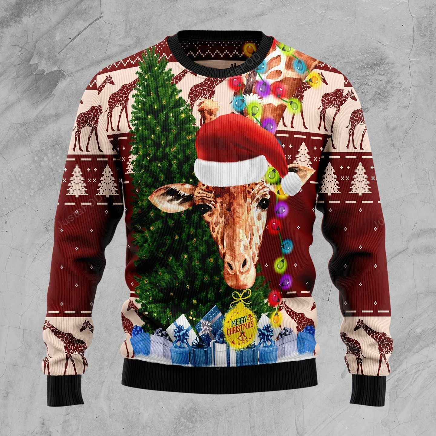 Giraffe Xmas Ugly Christmas Sweater Adult 3D Funny Matching for family