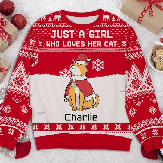 Girl And Chilling Cat - Personalized All-Over-Print Sweatshirt - Christmas Gift For Pet Owners, Pet Lovers, Cat Lovers - Image 5