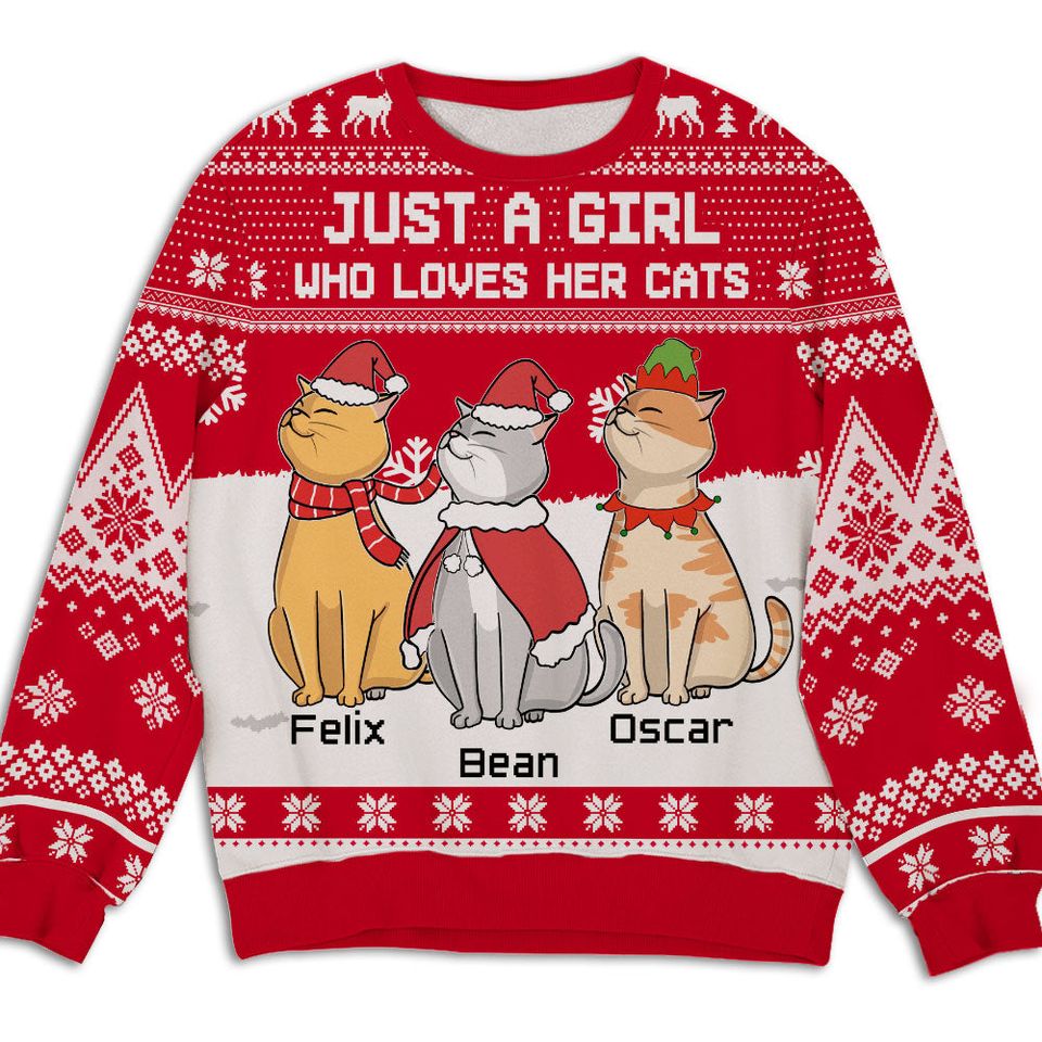 Girl And Chilling Cat - Personalized All-Over-Print Sweatshirt - Christmas Gift For Pet Owners, Pet Lovers, Cat Lovers