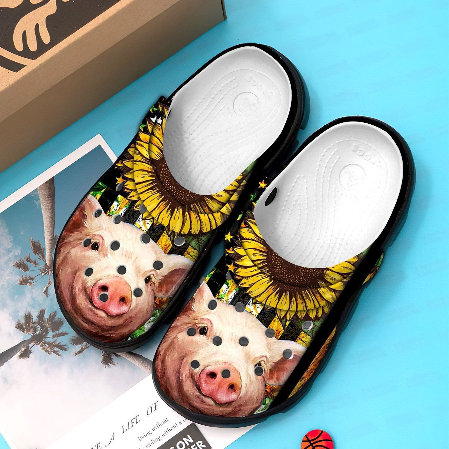 Girl Love Pig Sunflower Shoes Clogs - Pig Custom Shoe Gifts For Women