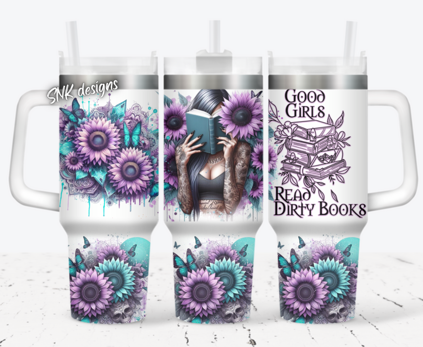 Girl Tattoo With Book And Flower Custom Stanley Cup 40 oz 30 oz Tumbler With HandleTVC2301705