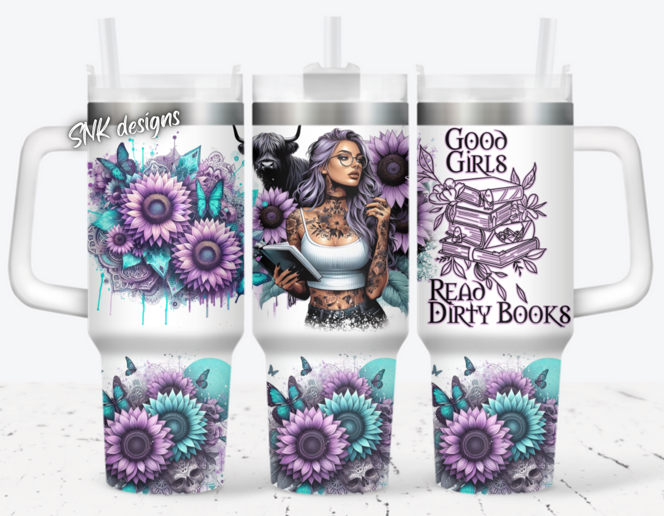 Girl Tattoo With Cow And Flower Custom Stanley Cup 40 oz 30 oz Tumbler With HandleTVC2301705