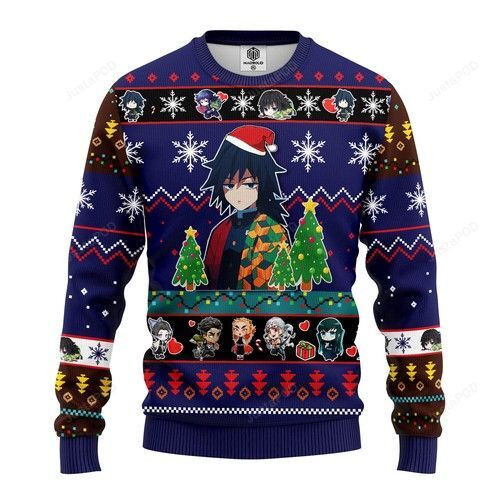 Giyu Tomioka Christmas Demon Slayer Anime Ugly Christmas Sweater Adult 3D Funny Matching for family