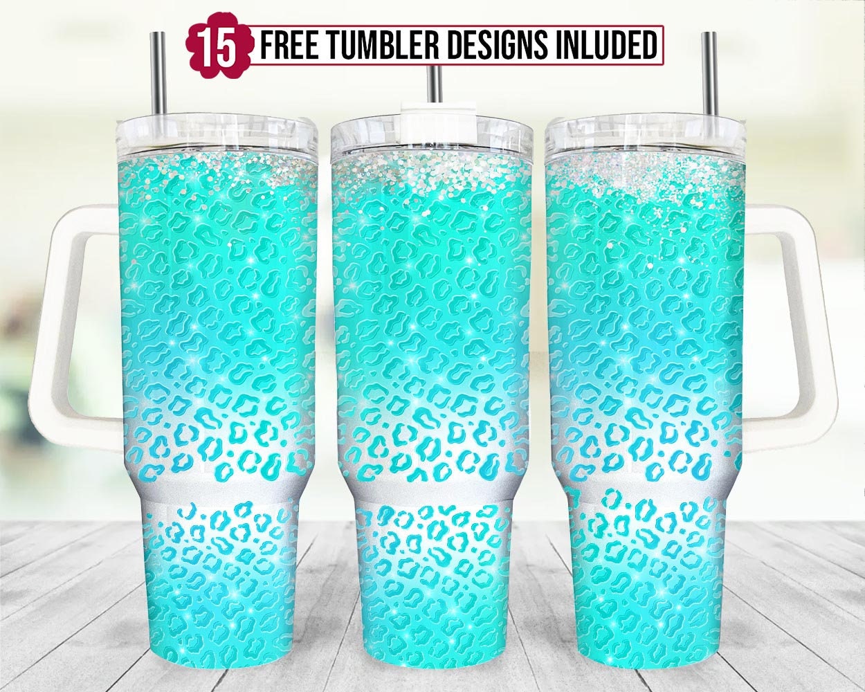 Glitter Blue Leopard Custom Stanley Cup 40 oz 30 oz Tumbler With HandleTVC2301955