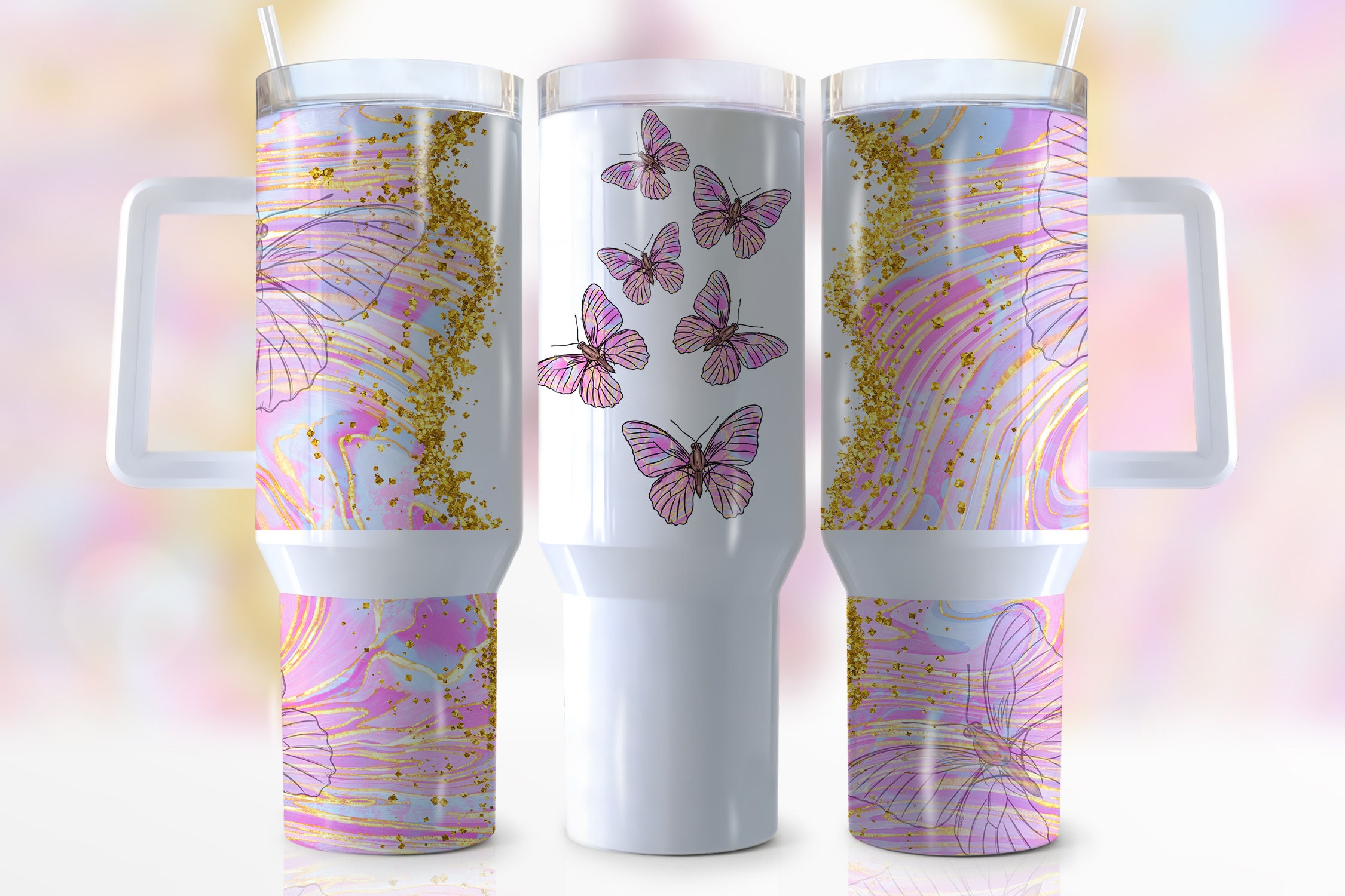 Glitter Butterfly Custom Stanley Cup 40 oz 30 oz Tumbler With HandleTVC2301948