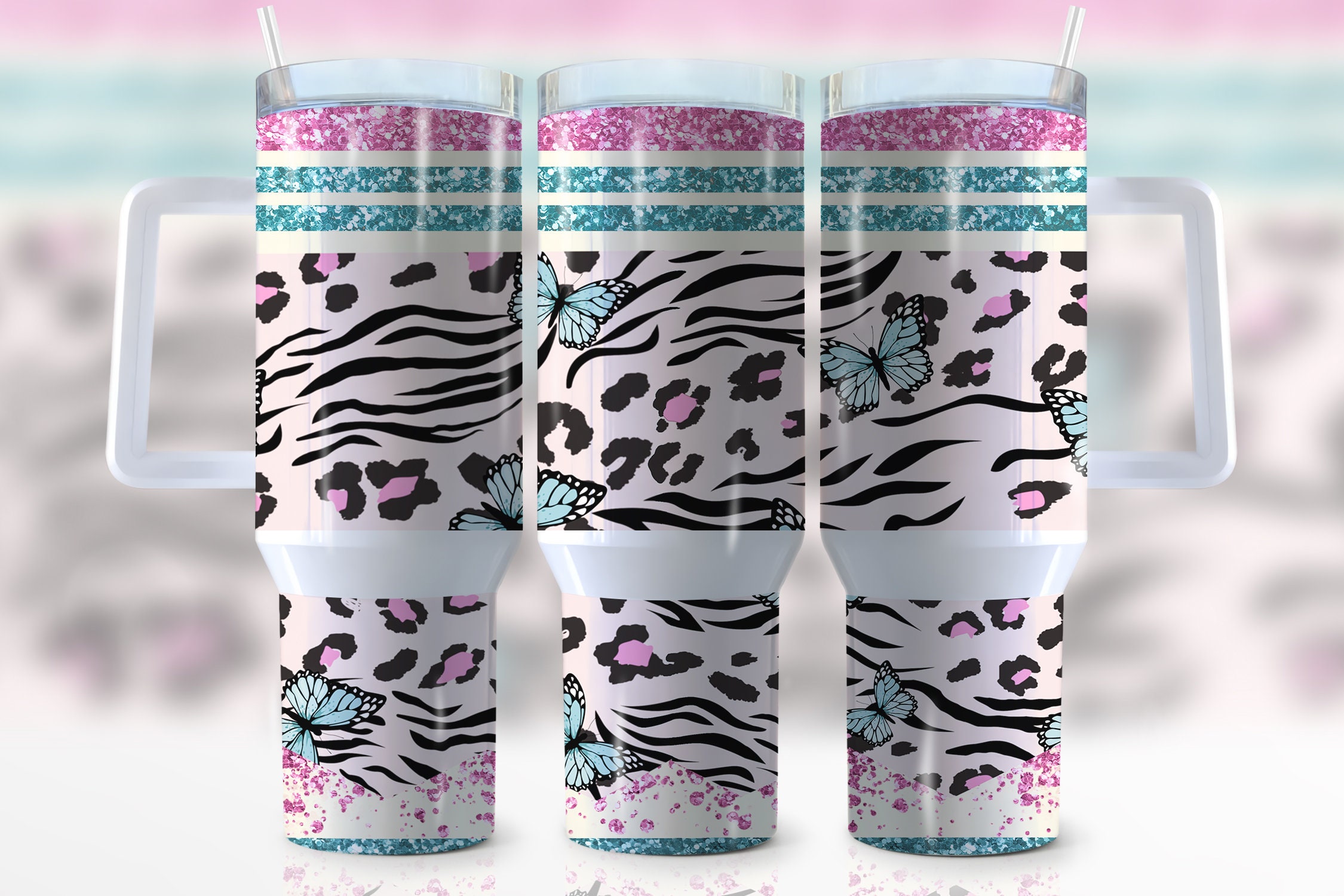 Glitter Butterfly Custom Stanley Cup 40 oz 30 oz Tumbler With HandleTVC2301949