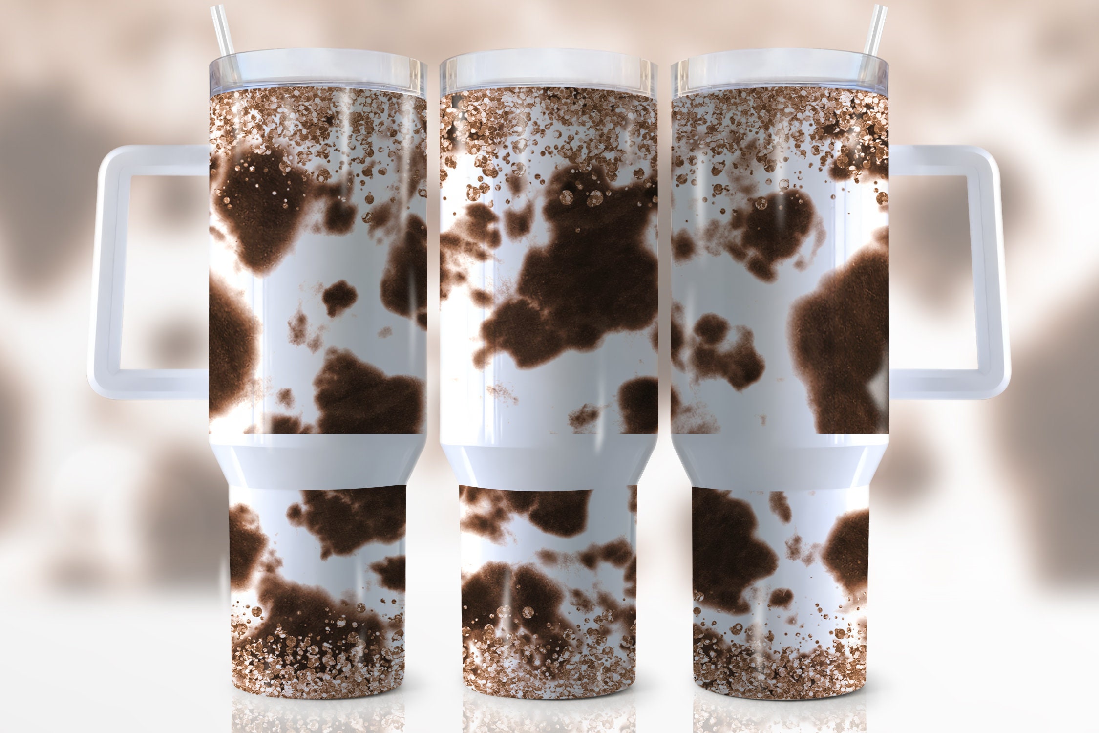 Glitter Cowhide Custom Stanley Cup 40 oz 30 oz Tumbler With HandleTVC2301941