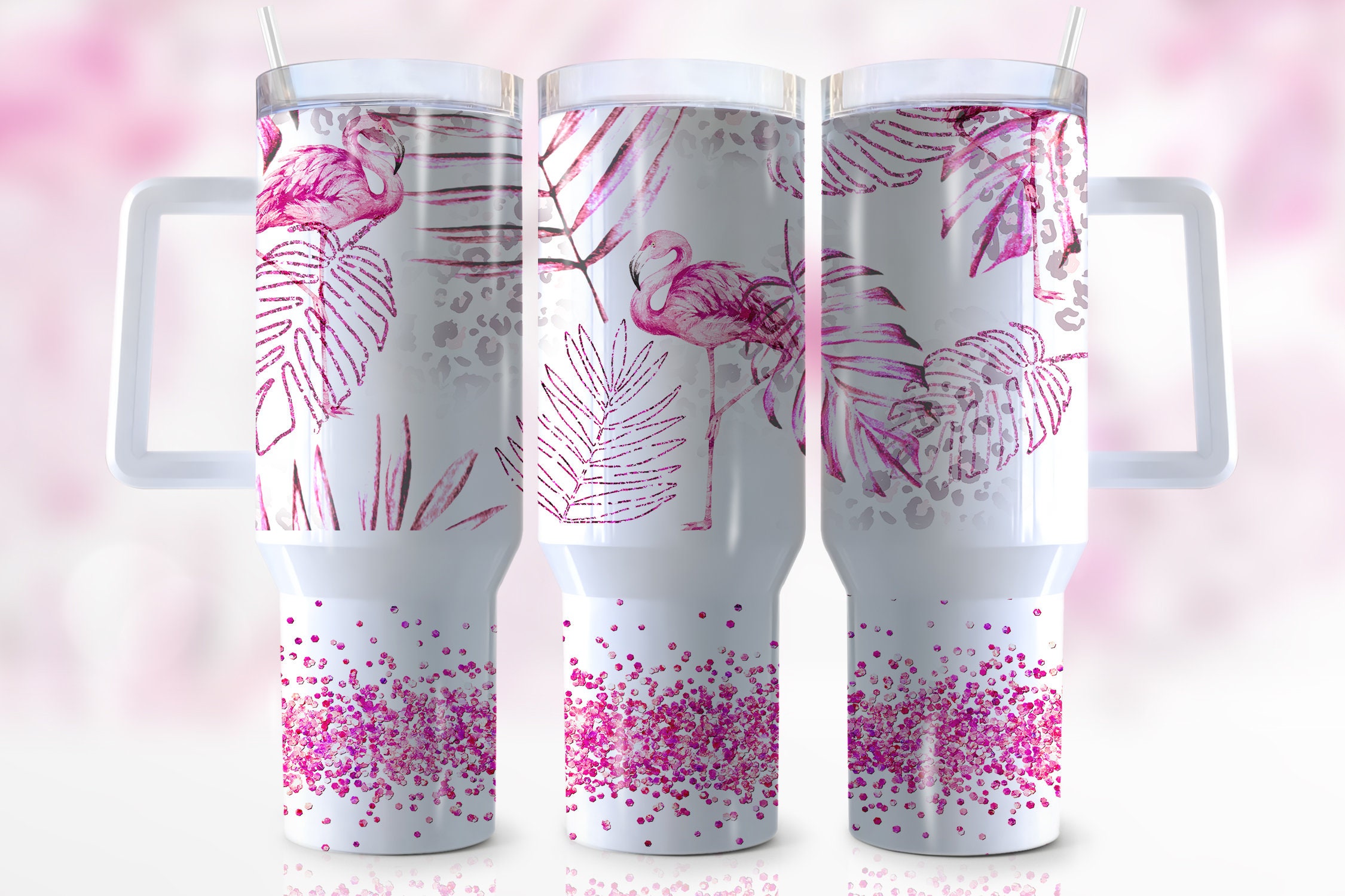 Glitter Flamingo Custom Stanley Cup 40 oz 30 oz Tumbler With HandleTVC2301944