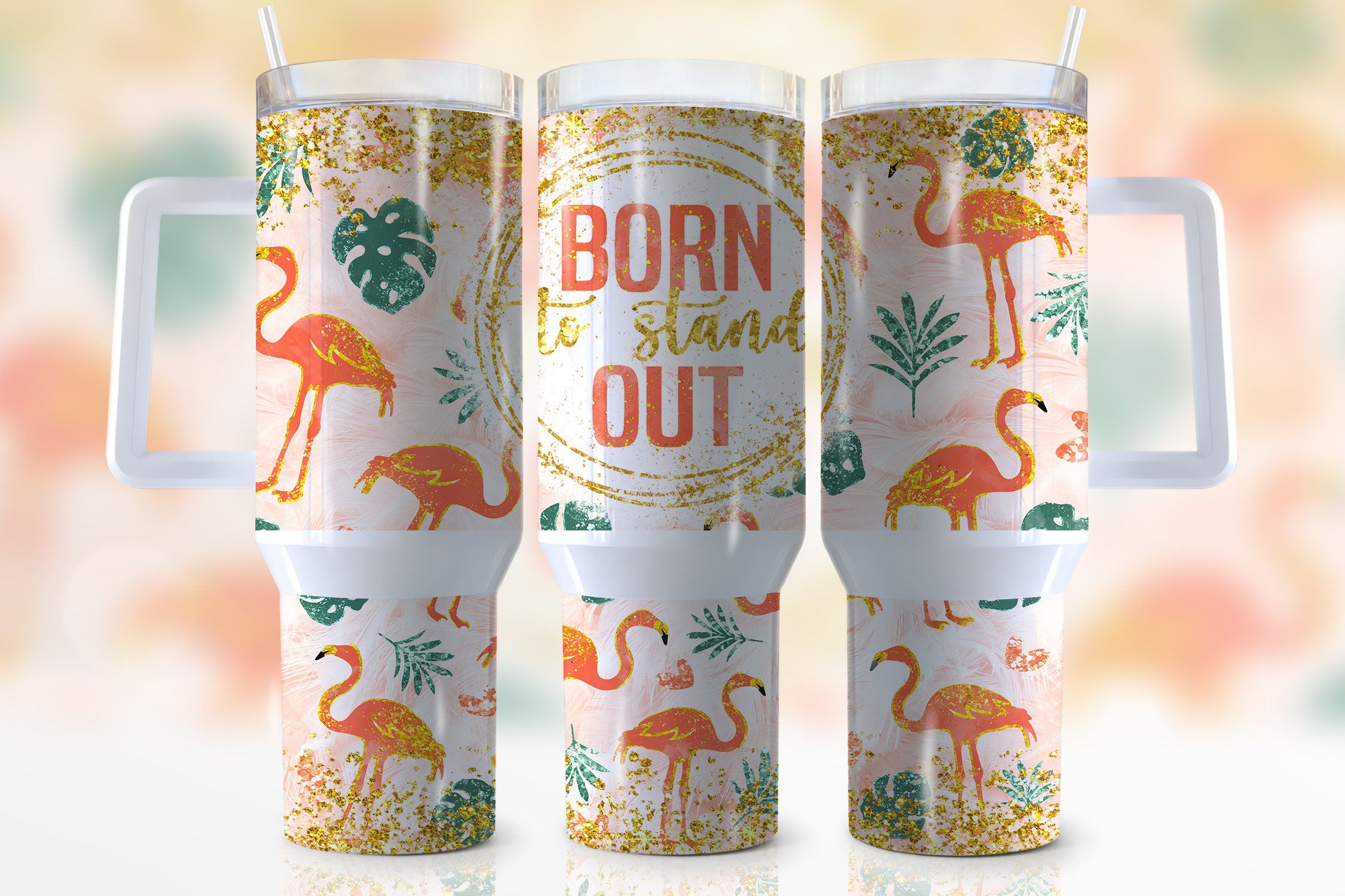 Glitter Flamingo Custom Stanley Cup 40 oz 30 oz Tumbler With HandleTVC2301945