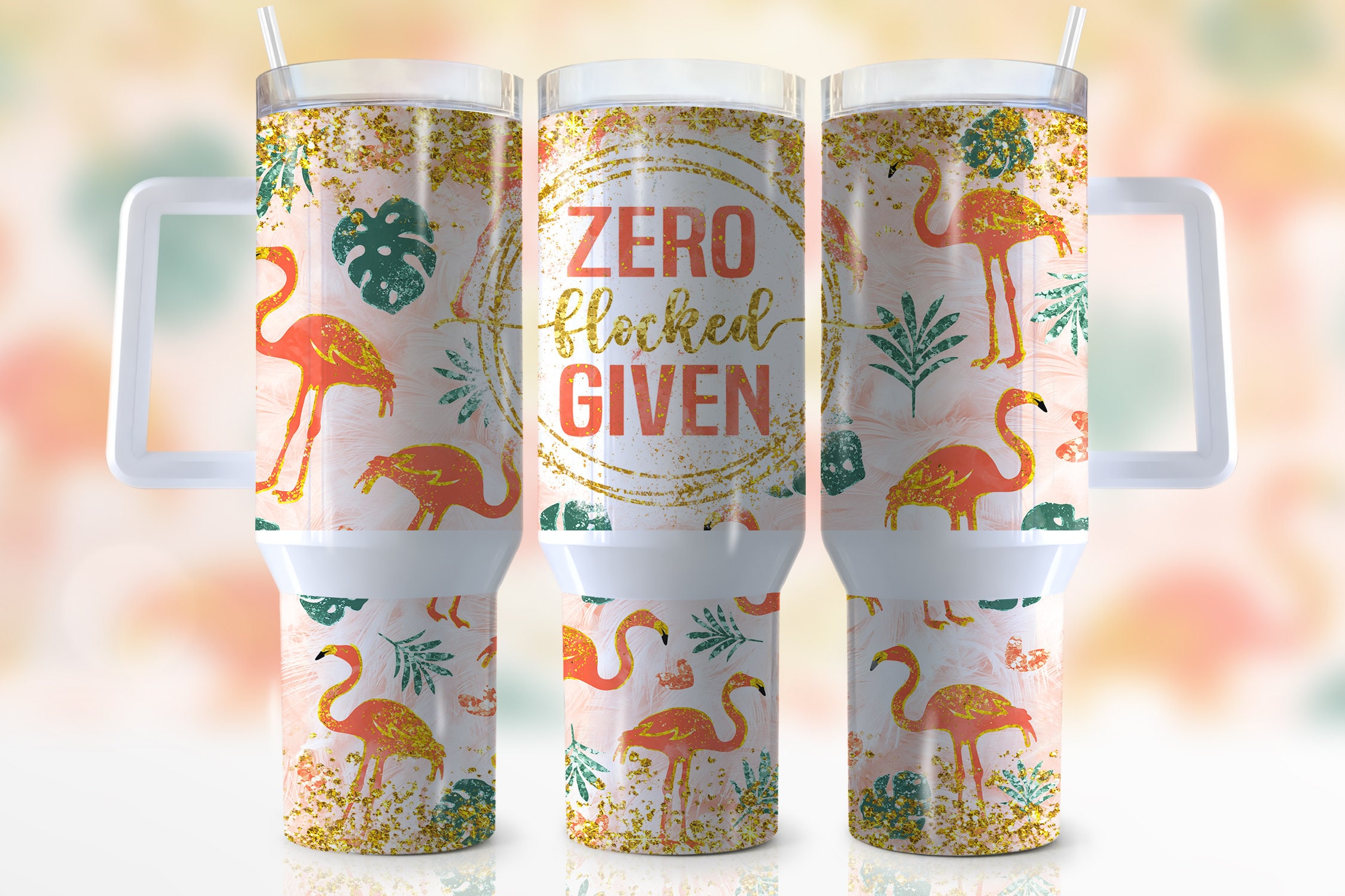 Glitter Flamingo Custom Stanley Cup 40 oz 30 oz Tumbler With HandleTVC2301945