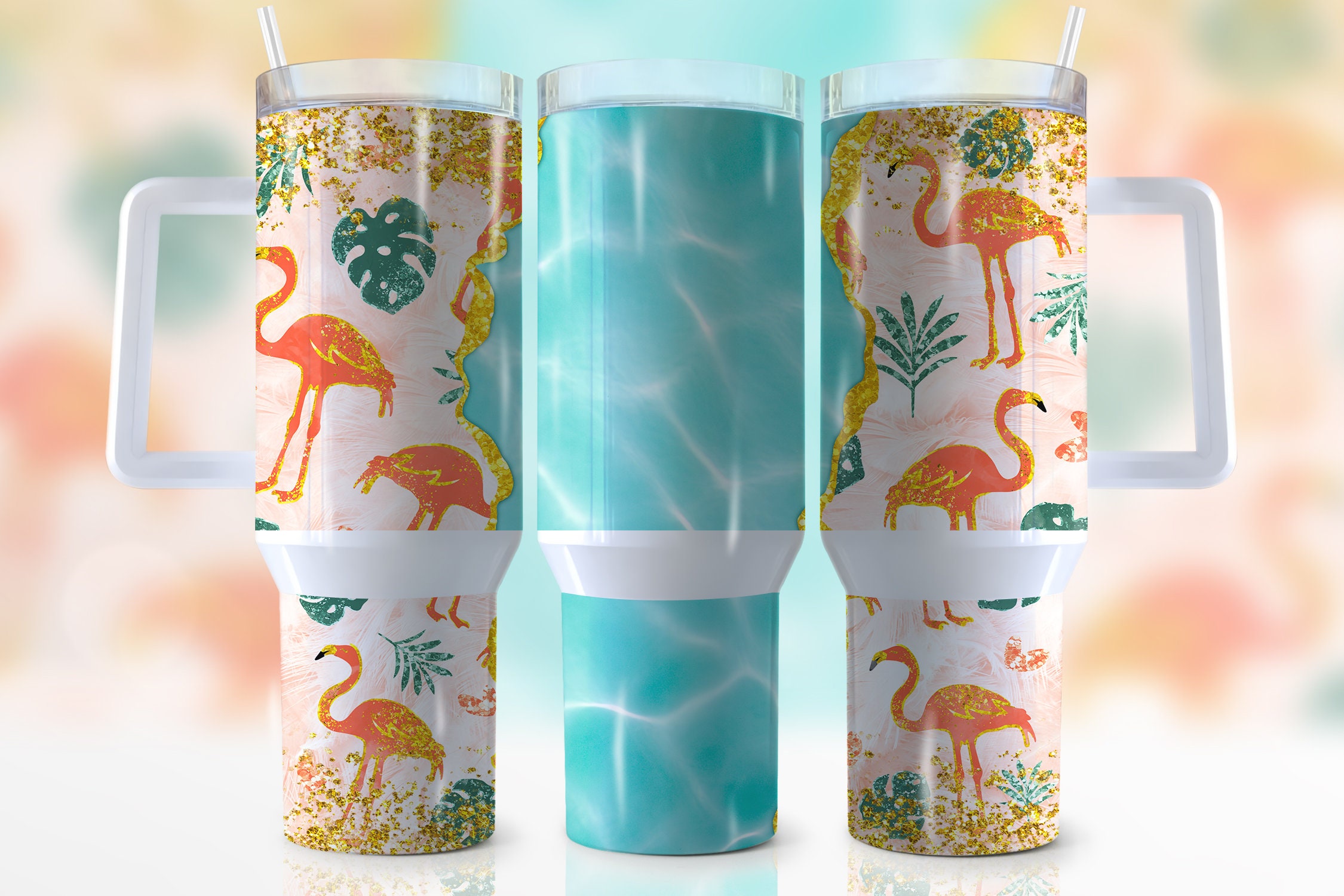 Glitter Flamingo Custom Stanley Cup 40 oz 30 oz Tumbler With HandleTVC2301945